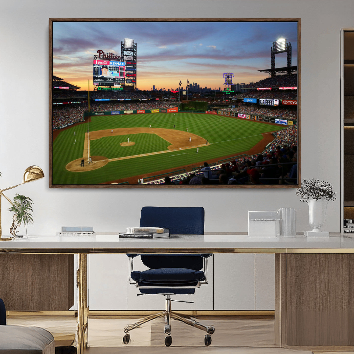 MGV-FC-36X24 - Citizens Bank Park Philadelphia Phillies Wall Art Canvas | 3-Panel Canvas Print of Phillies Stadium