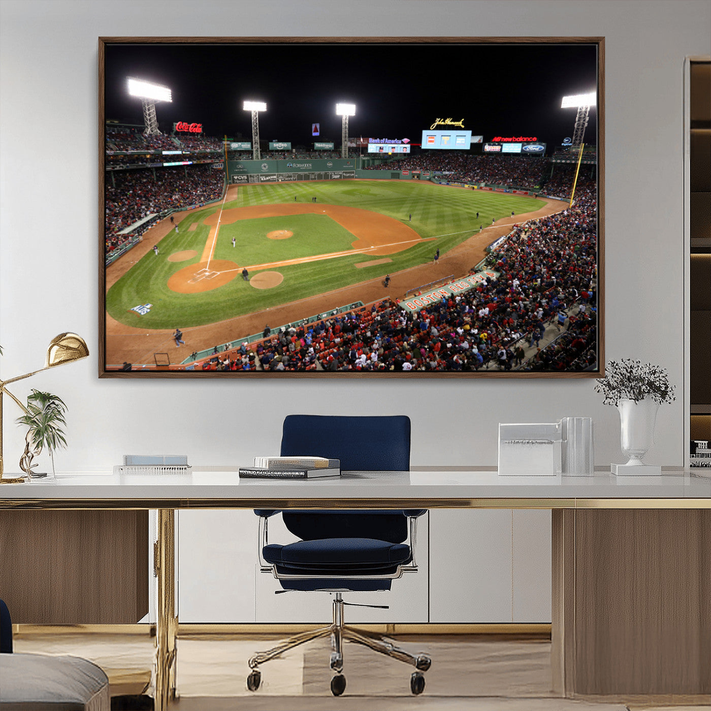 MGV-FC-36X24 - Boston Red Sox Baseball Team Print - Massachusetts Fenway Park Stadium Wall Art Canvas Print