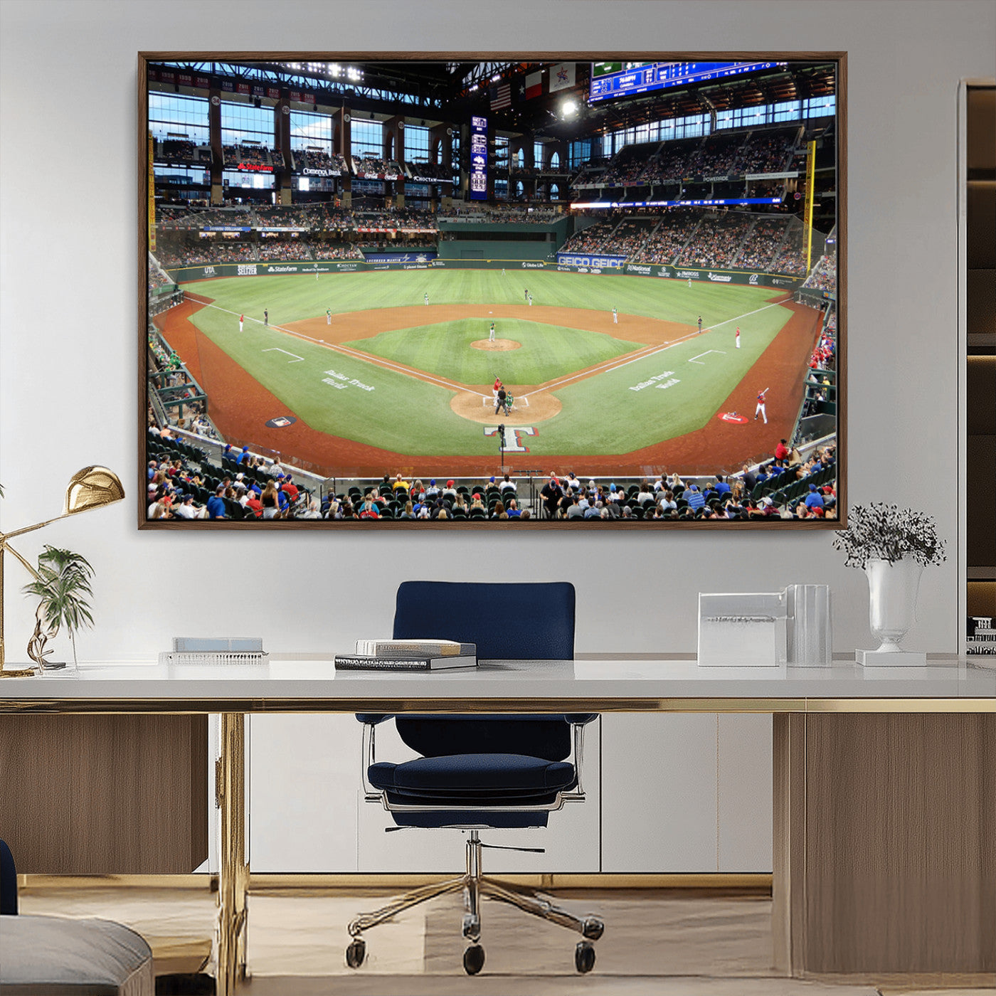 MGV-FC-36X24 - Texas Rangers Baseball Team Print - Arlington Globe Life Field Stadium Canvas Print Wall Art