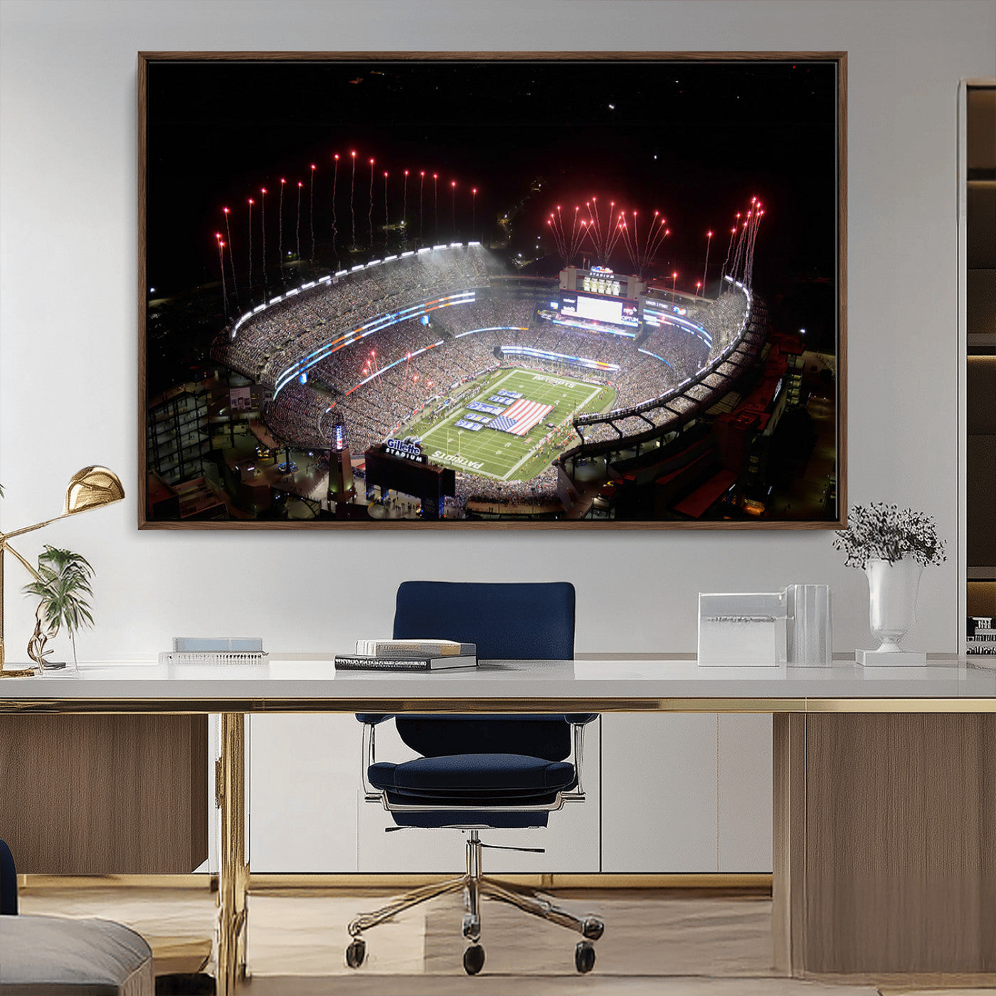 MGV-FC-36X24 - New England Patriots Team Print Wall Art- Foxborough Gillette Stadium Wall Art Canvas Print