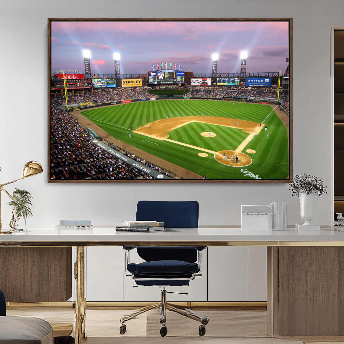MGV-FC-36X24 - Chicago White Sox Baseball Team Print Canvas- Guaranteed Rate Field Stadium Wall Art Canvas Print