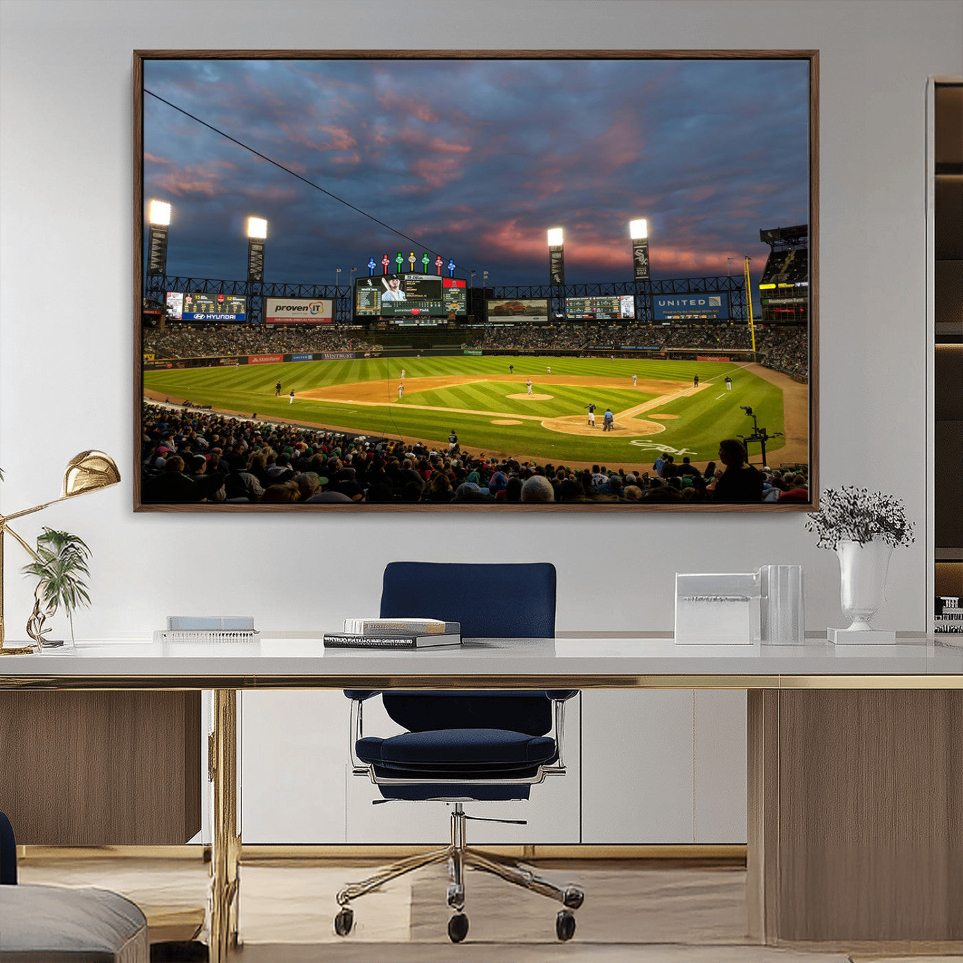 MGV-FC-36X24 - Chicago White Sox Baseball Team Print Canvas- Guaranteed Rate Field Stadium Wall Art Canvas Print