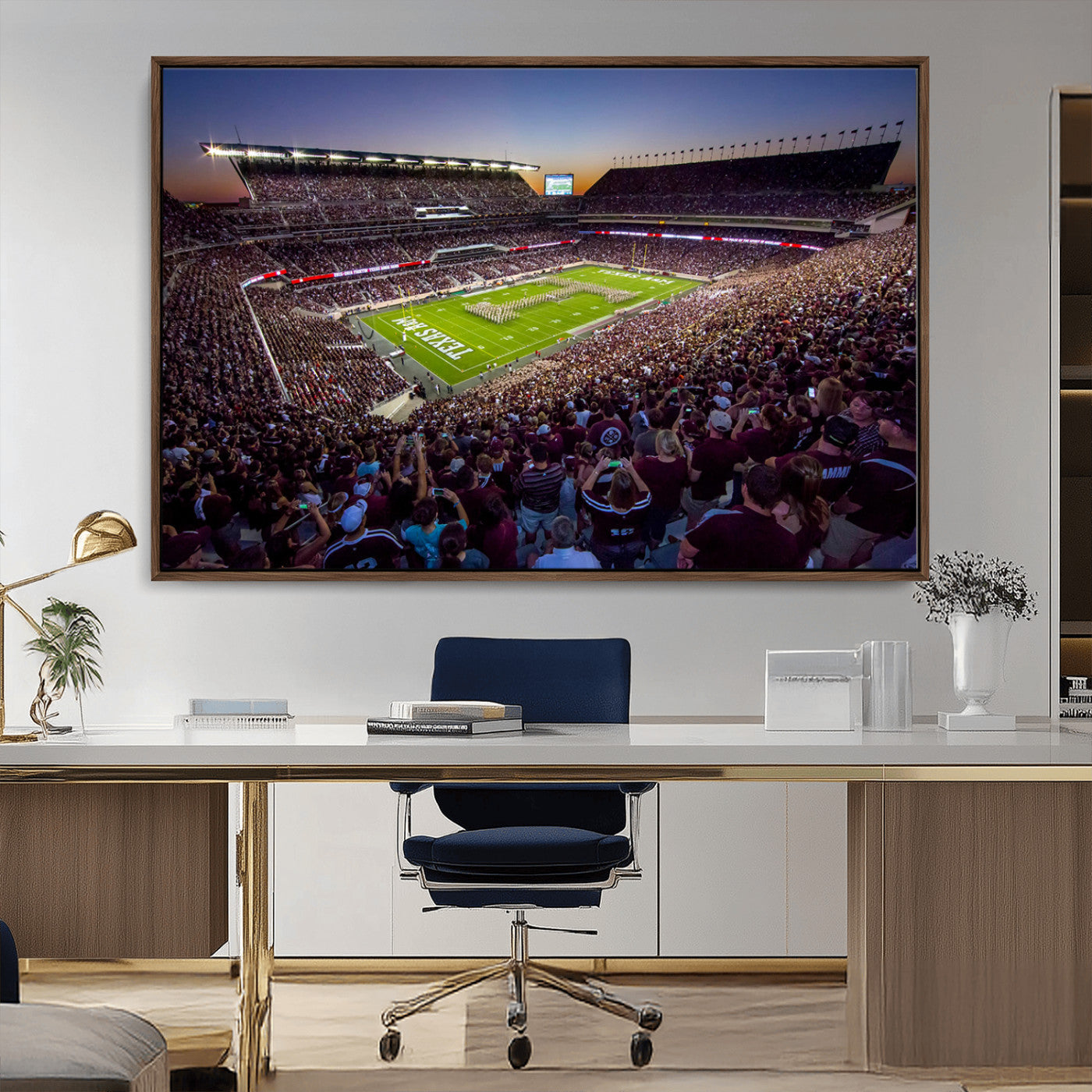 MGV-FC-36X24 - Texas A&M University Aggies Football Team Print - College Station Kyle Field Stadium Wall Art Canvas