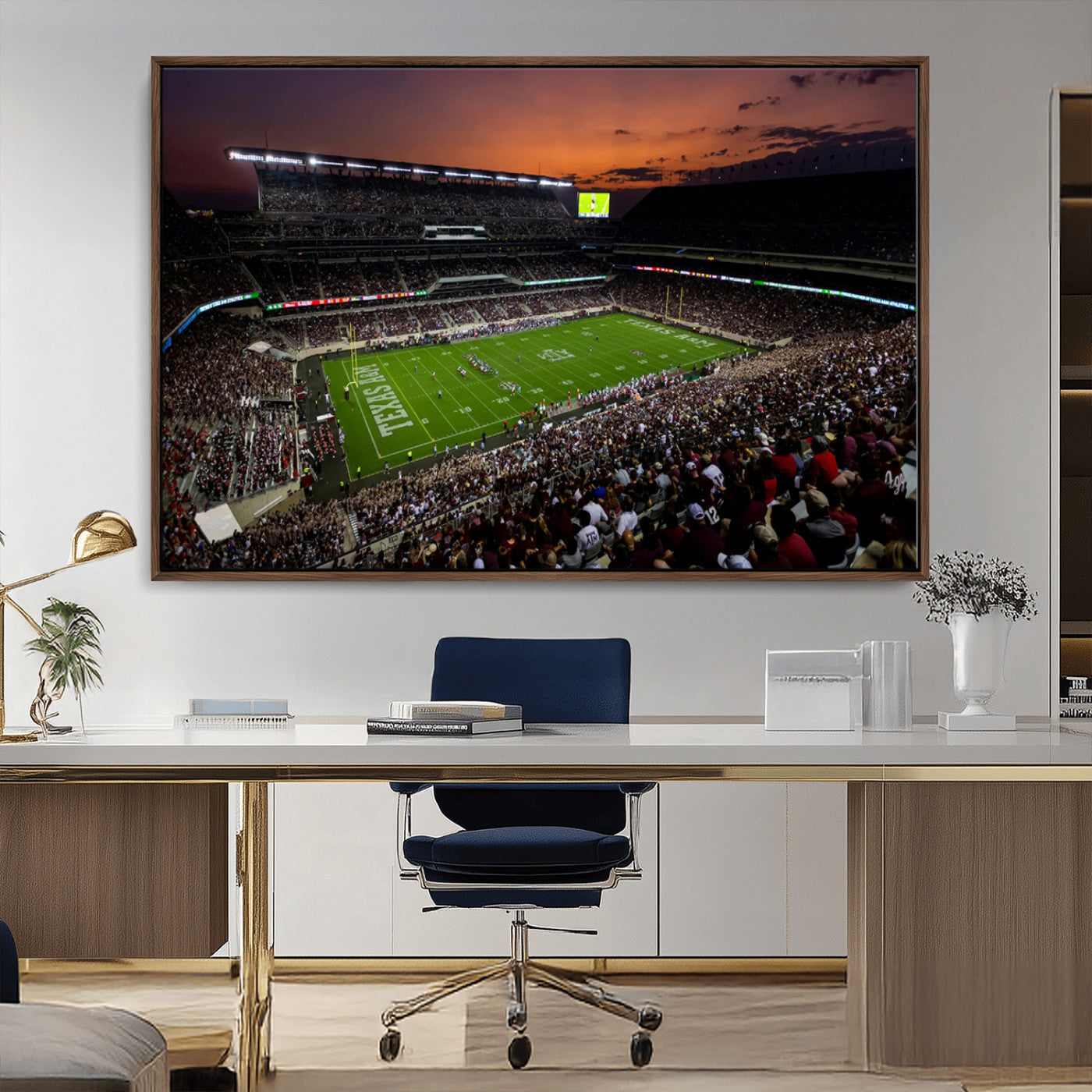 MGV-FC-36X24 - Texas A&M Aggies Football Team Print - College Station Kyle Field Stadium Wall Art Canvas Print