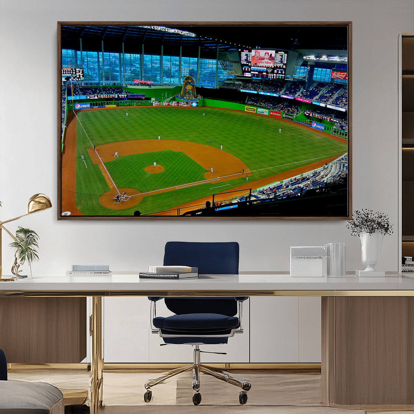 MGV-FC-36X24 - Miami Marlins Baseball Team Print - Miami LoanDepot Park Stadium Wall Art Canvas Print