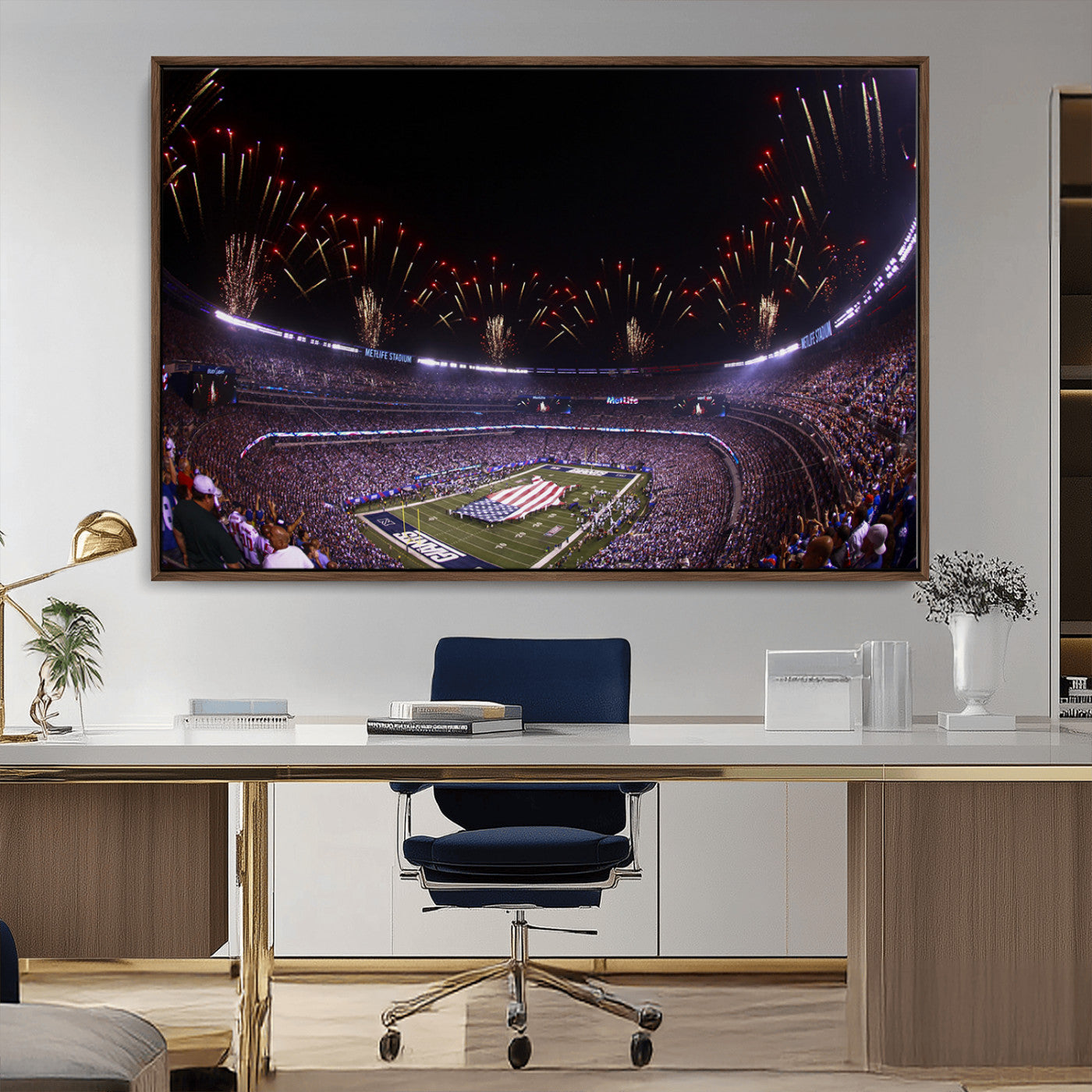 MGV-FC-36X24 - New York Giants Football Team Print - East Rutherford MetLife Stadium Wall Art Canvas Print