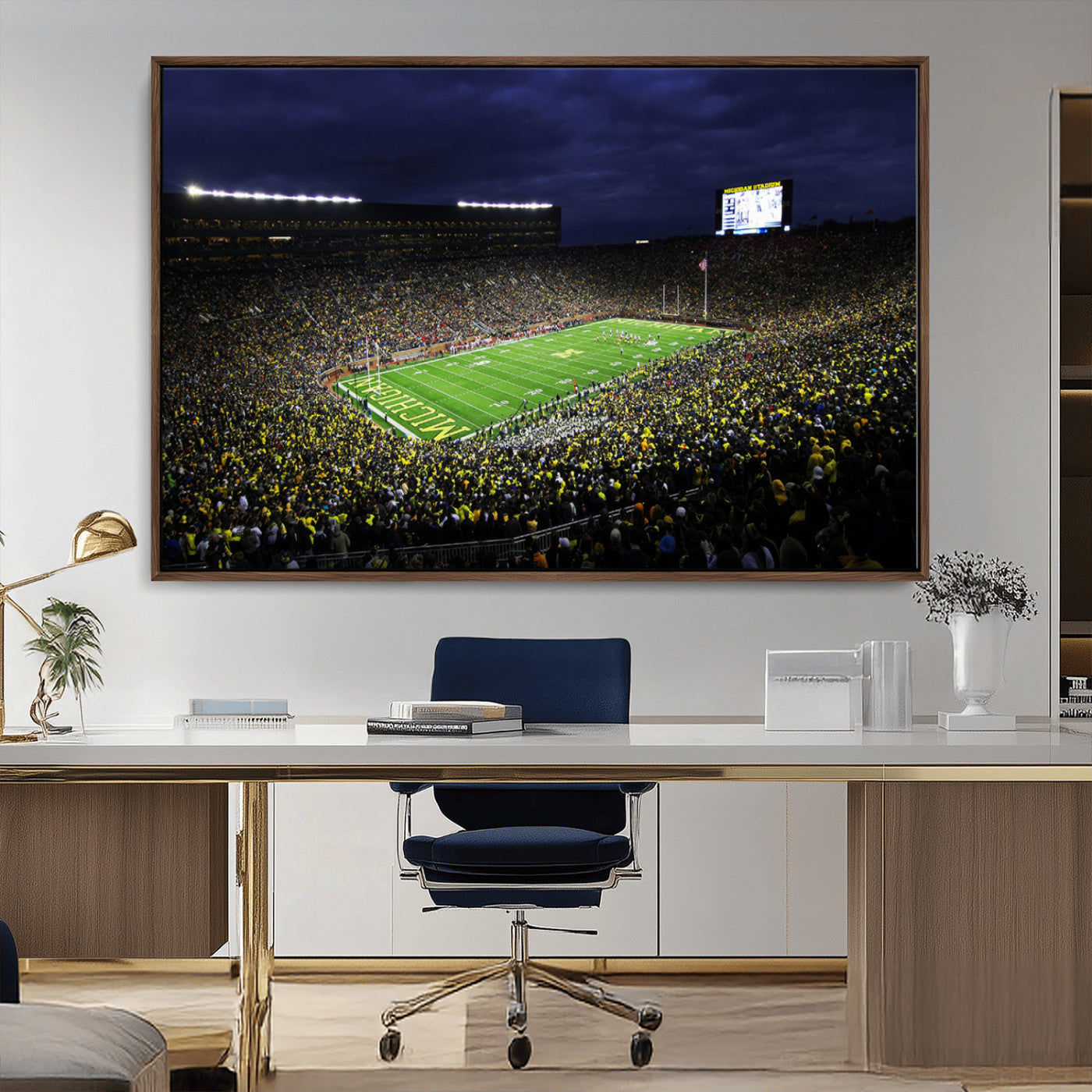 MGV-FC-36X24 - Michigan Wolverines Football Canvas Wall Decor, Football Team Print - Ann Arbor Michigan Stadium