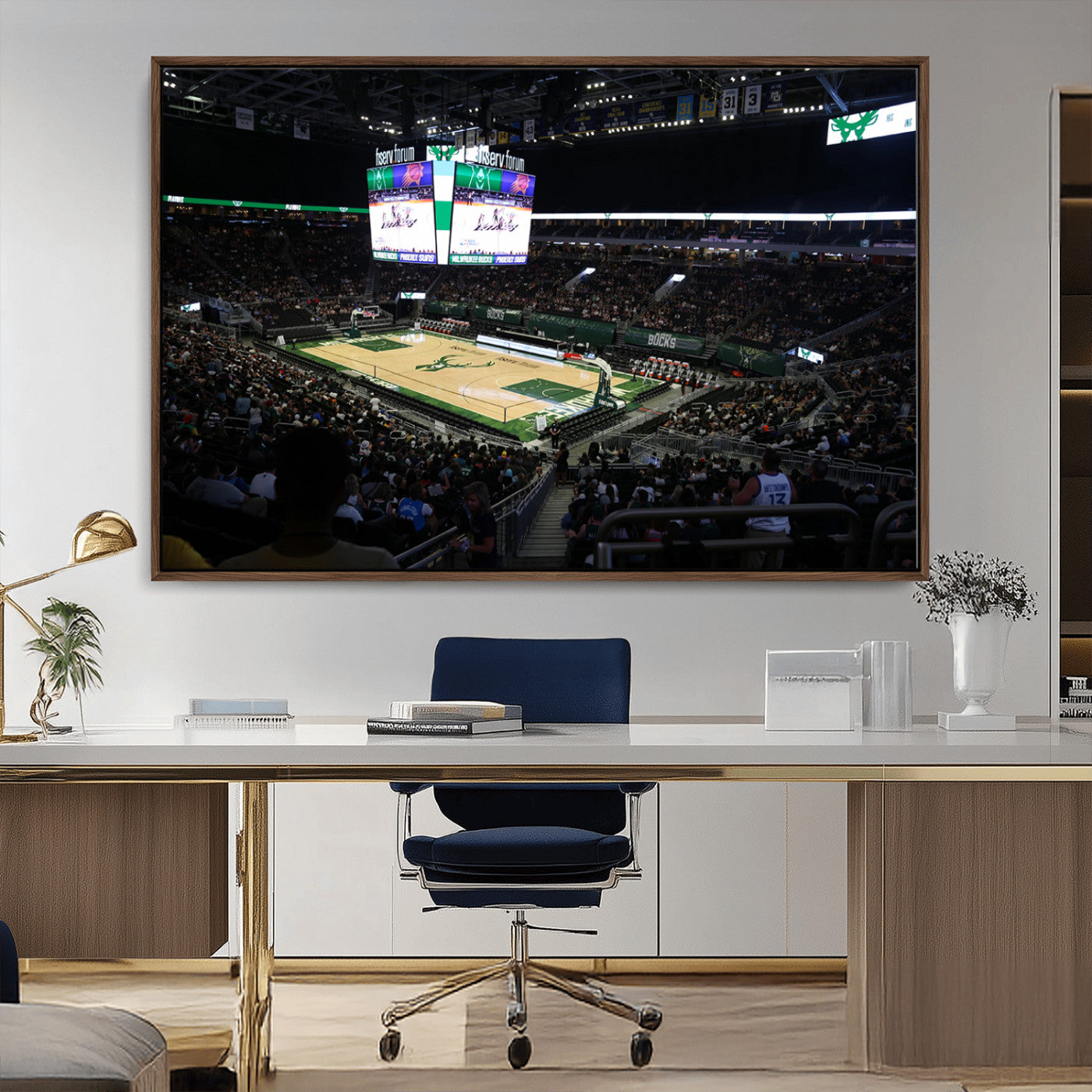 MGV-FC-36X24 - Milwaukee Bucks Basketball Print - Fiserv Forum Stadium Wall Art Canvas Print