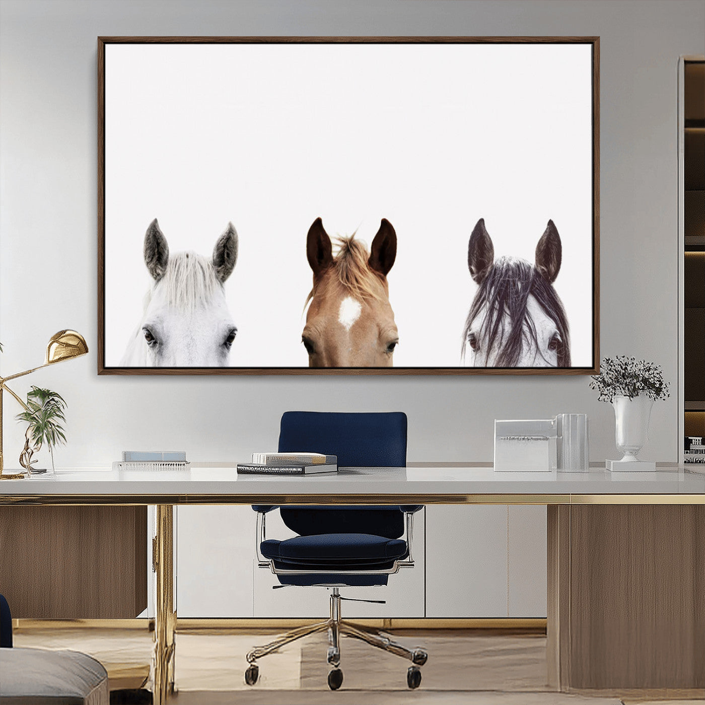 MGV-FC-36X24 - Horse Prints Set, Set of 3 Horse Wall Art, Horses Portraits, Farmhouse Wall Art, Farm Animals