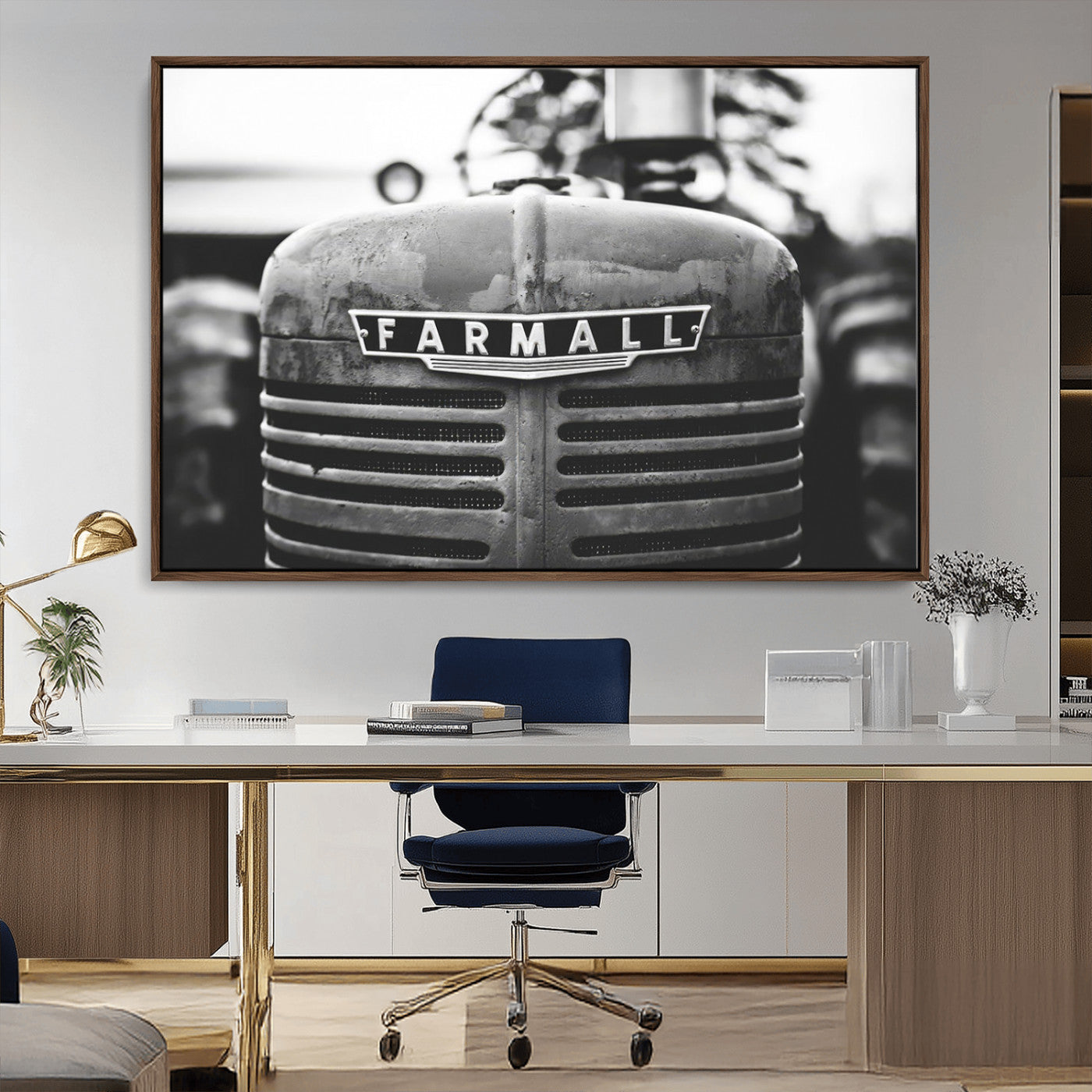 MGV-FC-36X24 - Vintage Farmall Tractor Wall Art Canvas Print, Rustic Farmhouse Decor Ready to Hang