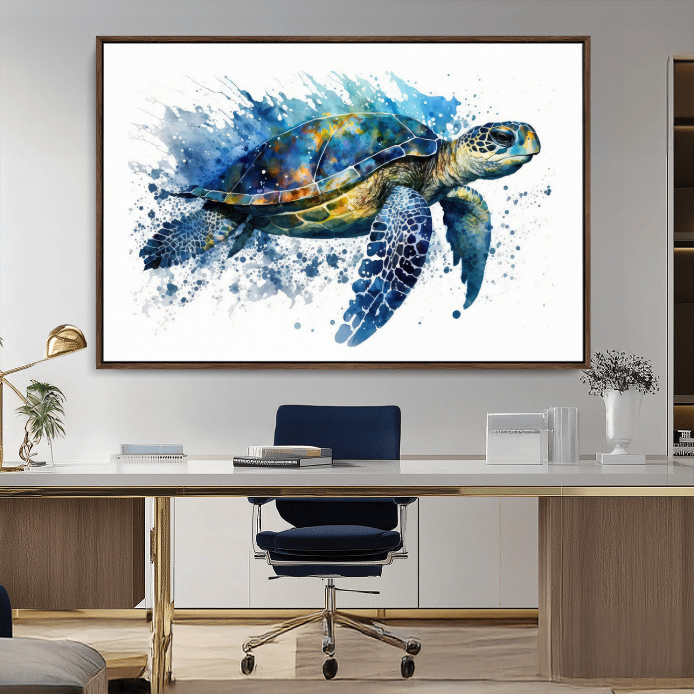 MGV-FC-36X24 - Watercolor Turtle Wall Art Canvas Print for Decoration