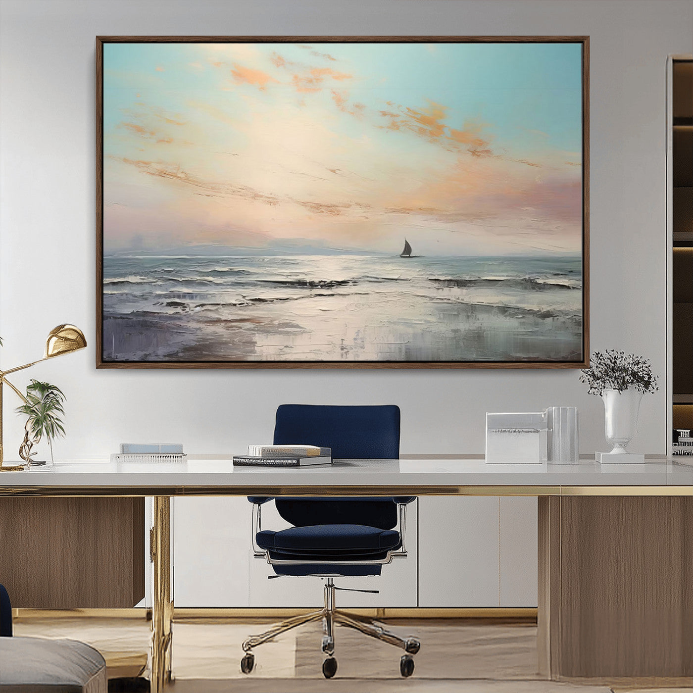 MGV-FC-36X24 - Abstract Ocean Wall Art -  Boat Wall Art Canvas Print