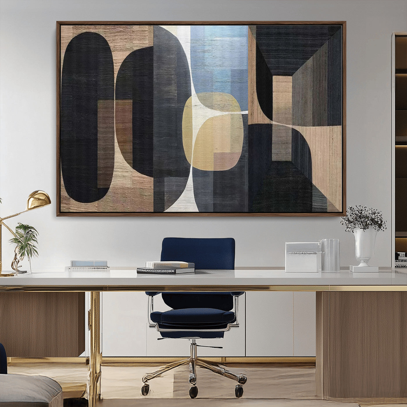 MGV-FC-36X24 - Minimalist Wabi Sabi Abstract Geometric Wall Art Canvas Print – Modern Minimalist Shapes – Ready to