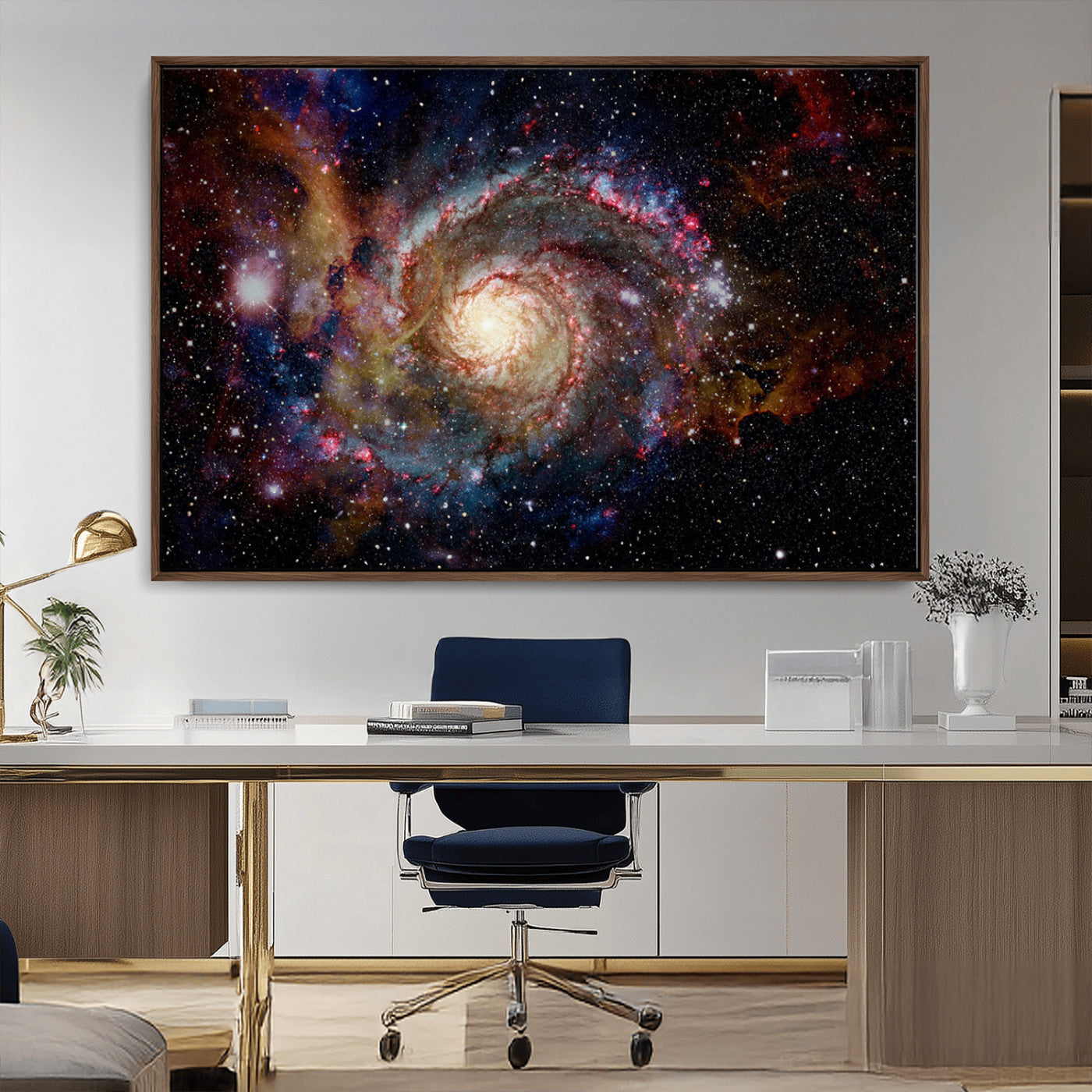 MGV-FC-36X24 - Nebula and Galaxies in Space Wall Art Canvas Print, Spiral Galaxy Wall Art Canvas Print
