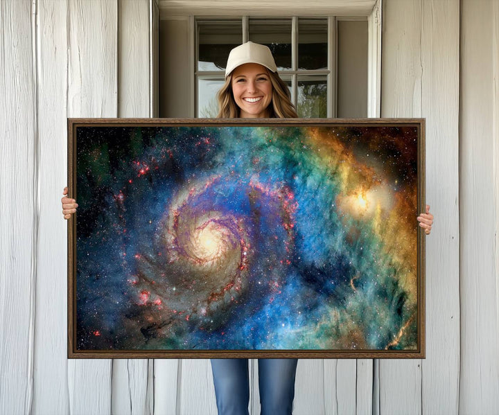 A Spiral Galaxy Wall Art Canvas Print hangs prominently.