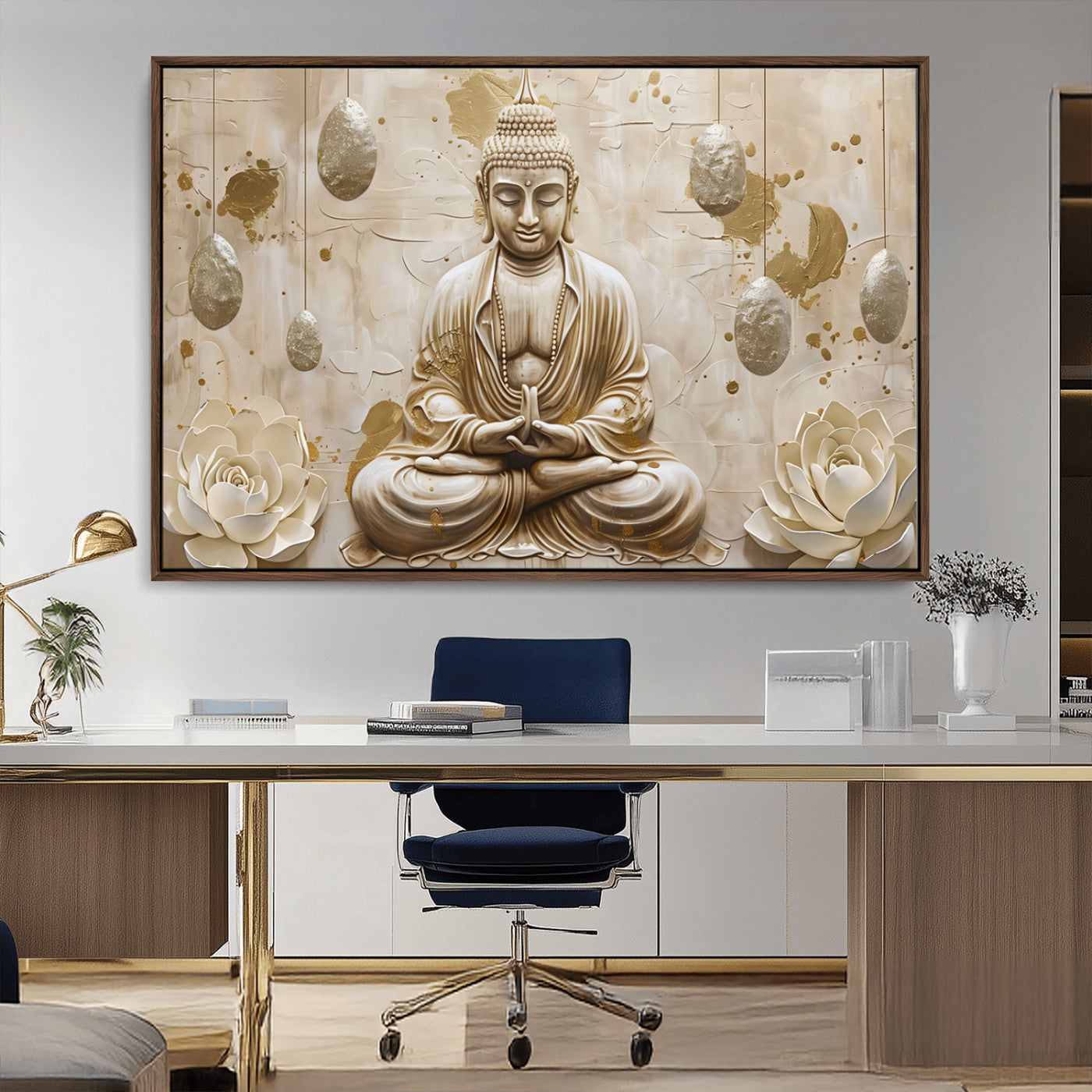 MGV-FC-36X24 - Serene Buddha Wall Art | Yoga Room Decor and Meditation Wall Art Print | Framed and Ready to Hang