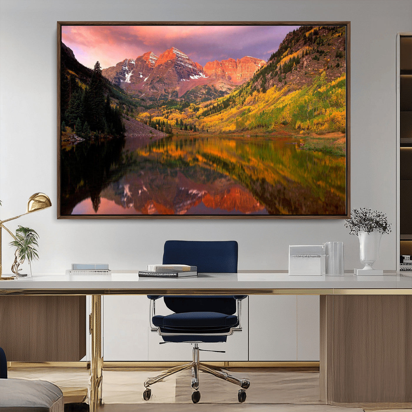 86946-MGV-CV-36X24-Colorado Rockies Mountain Sunset Wall Art | Ready to Hang and Framed | Scenic Nature Landscape