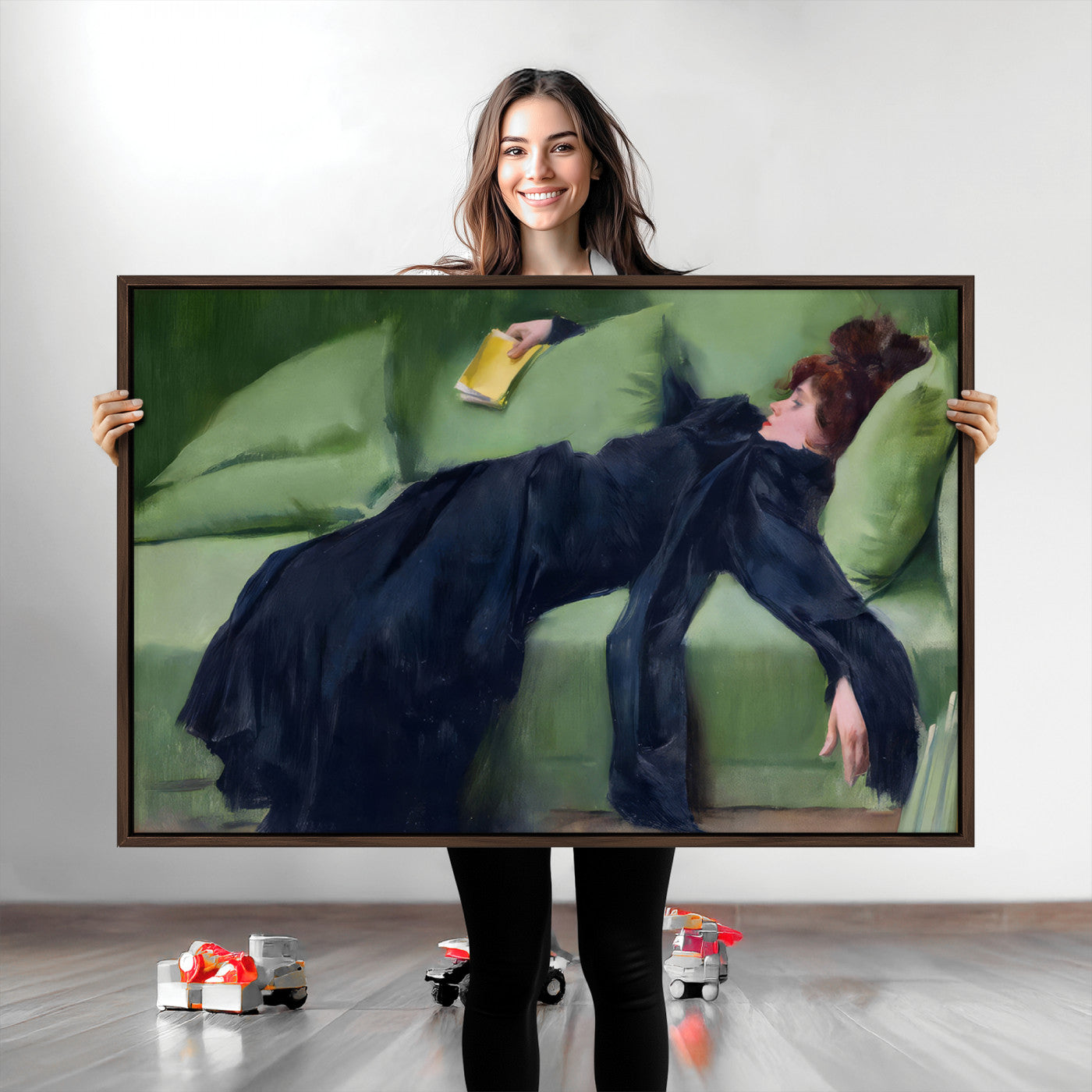 17725-MGV-CV-30X20-Decadent Girl by Ramon Casas Wall Art Canvas Print, Framed Decadent Girl Canvas Print