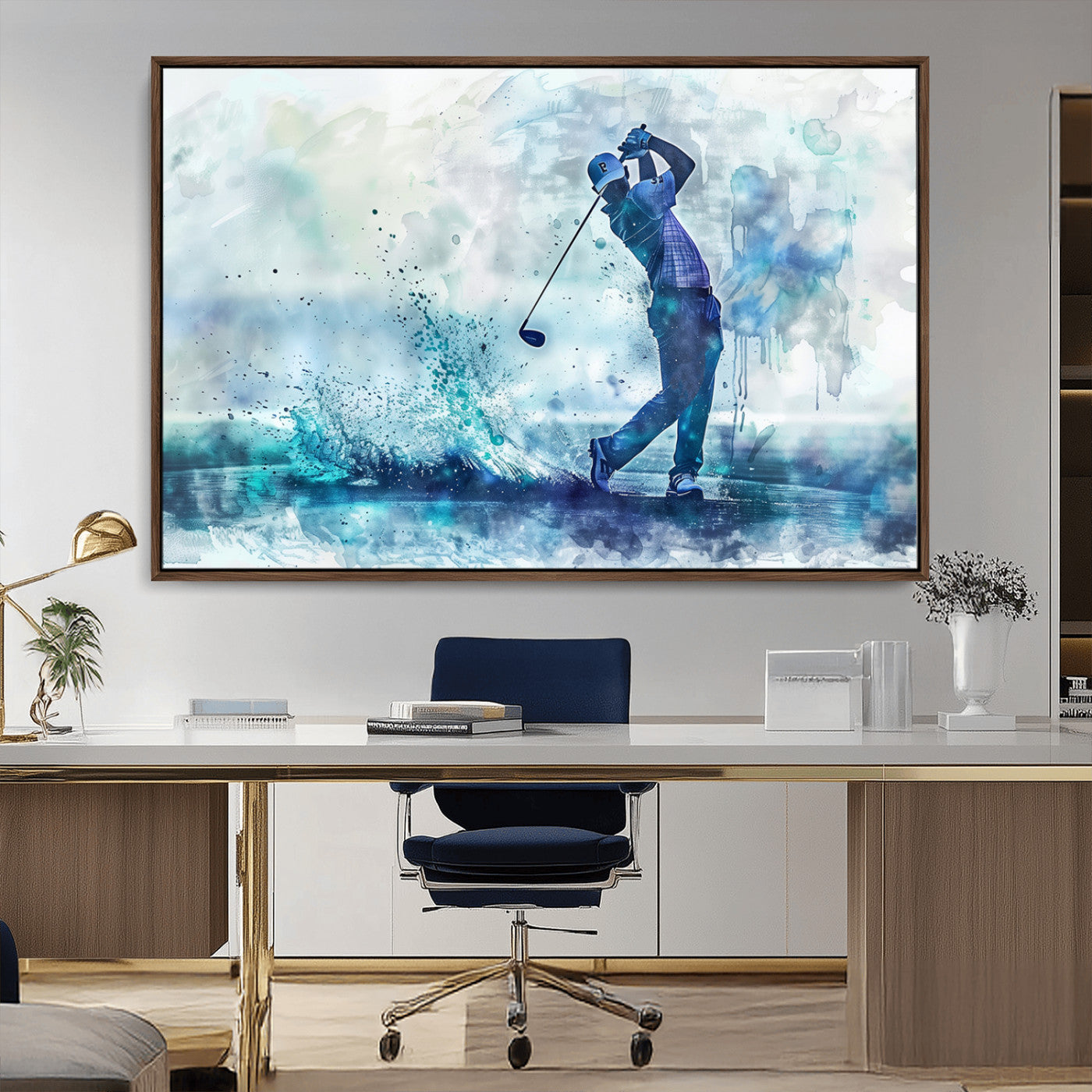 MGV-FC-36X24 - Golf Swing Wall Art Canvas Print - Sports-Inspired Watercolor Decor - Ready to Hang