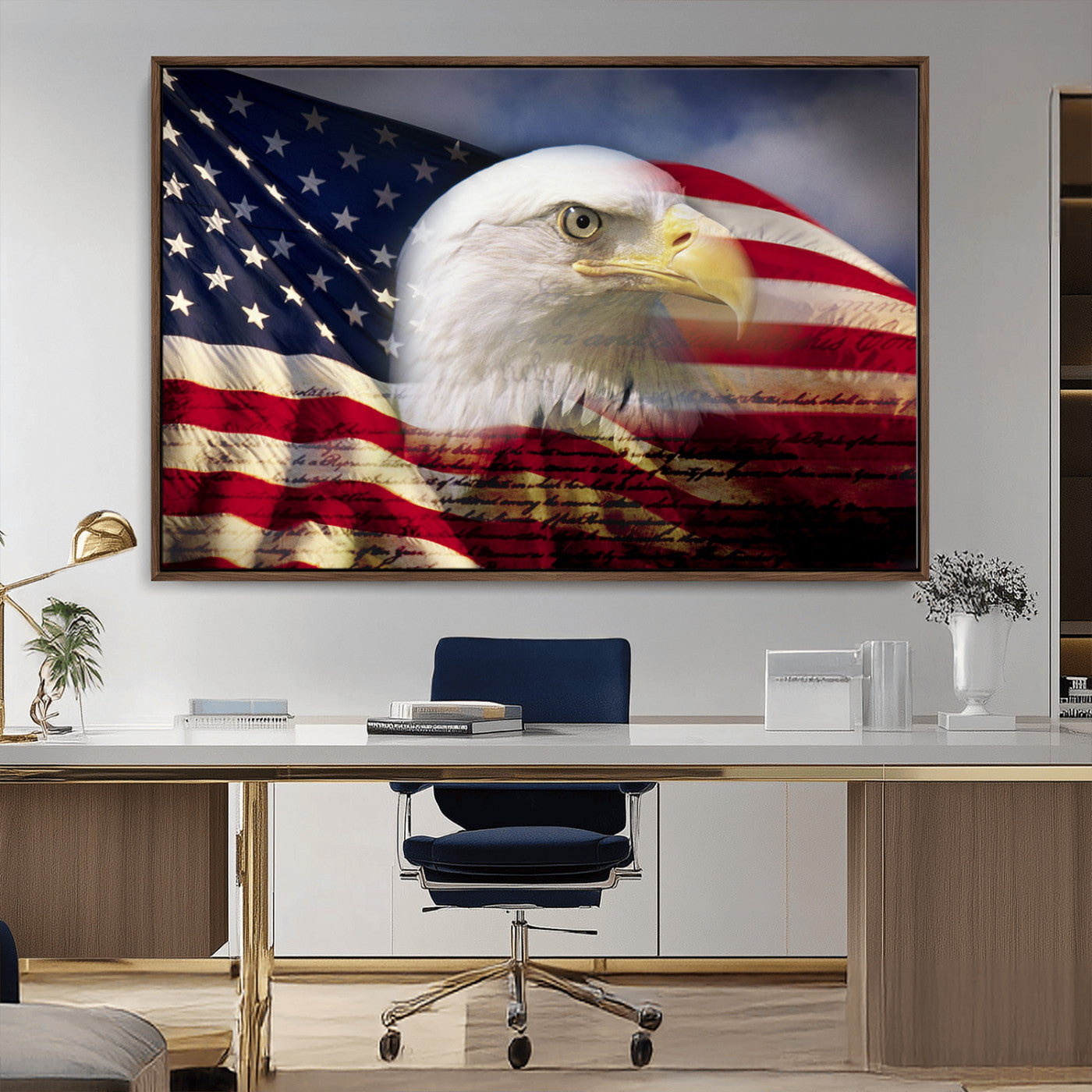MGV-FC-36X24 - American Flag Eagle Symbol Wall Art, American Flag Eagle Wall Art Canvas Print