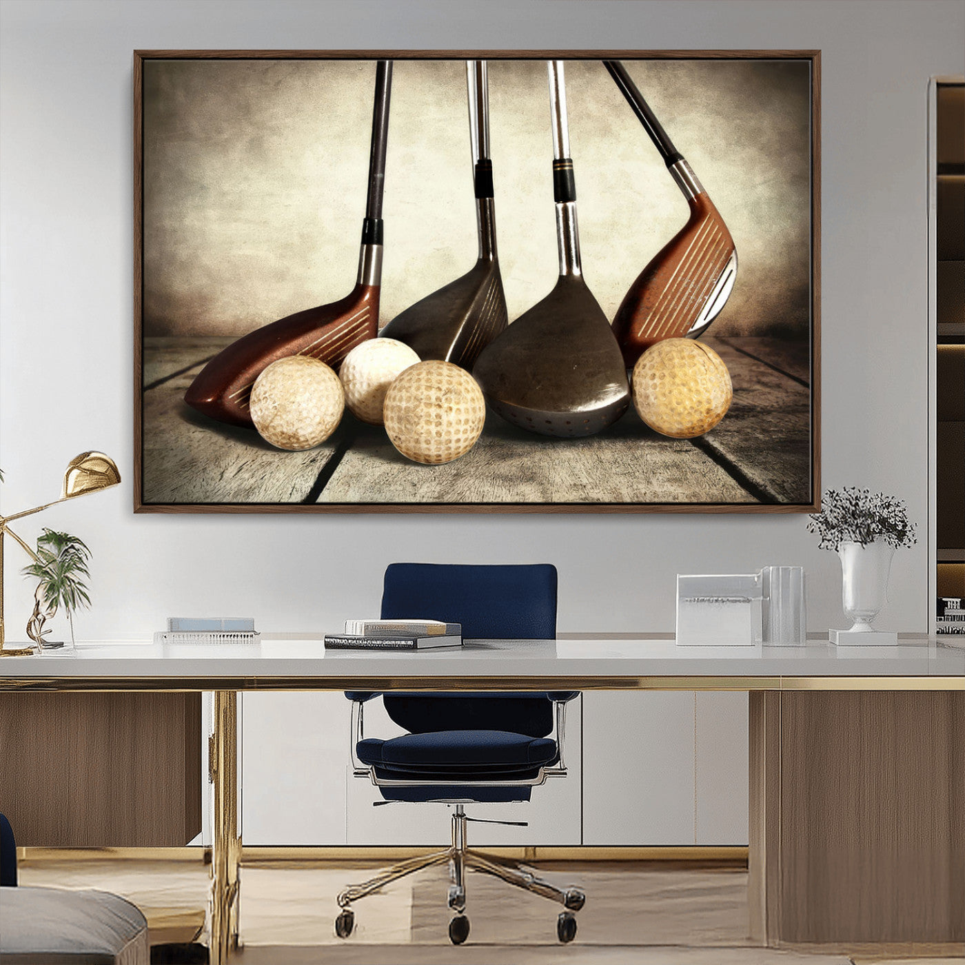 MGV-FC-36X24 - Vintage Golf Ball Art | Golf Decor for Man Cave or Office | Ready to Hang and Framed