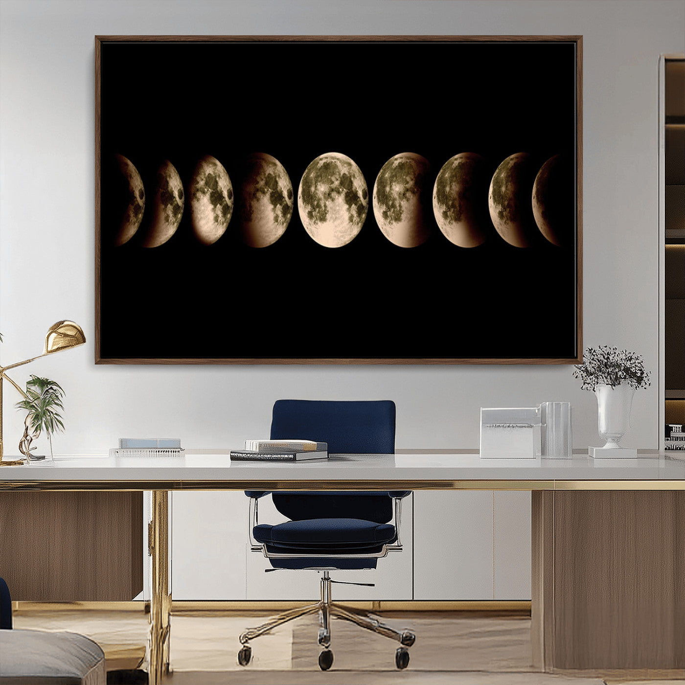 MGV-FC-36X24 - Phases of the Moon Wall Art | Canvas Print for Modern Wall Decor | Ready to Hang and Framed