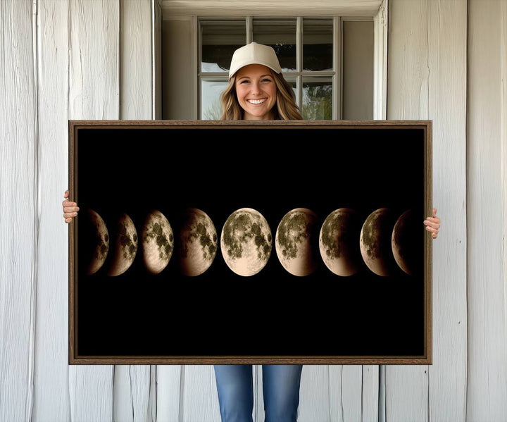 Phases of the Moon canvas print, ideal for lunar sequence decor.