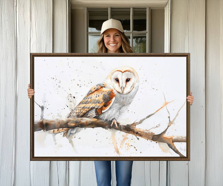 Nature enthusiasts will love the Barn Owl Wall Art on Branch, a stunning canvas print that is ready to hang and beautifully framed.