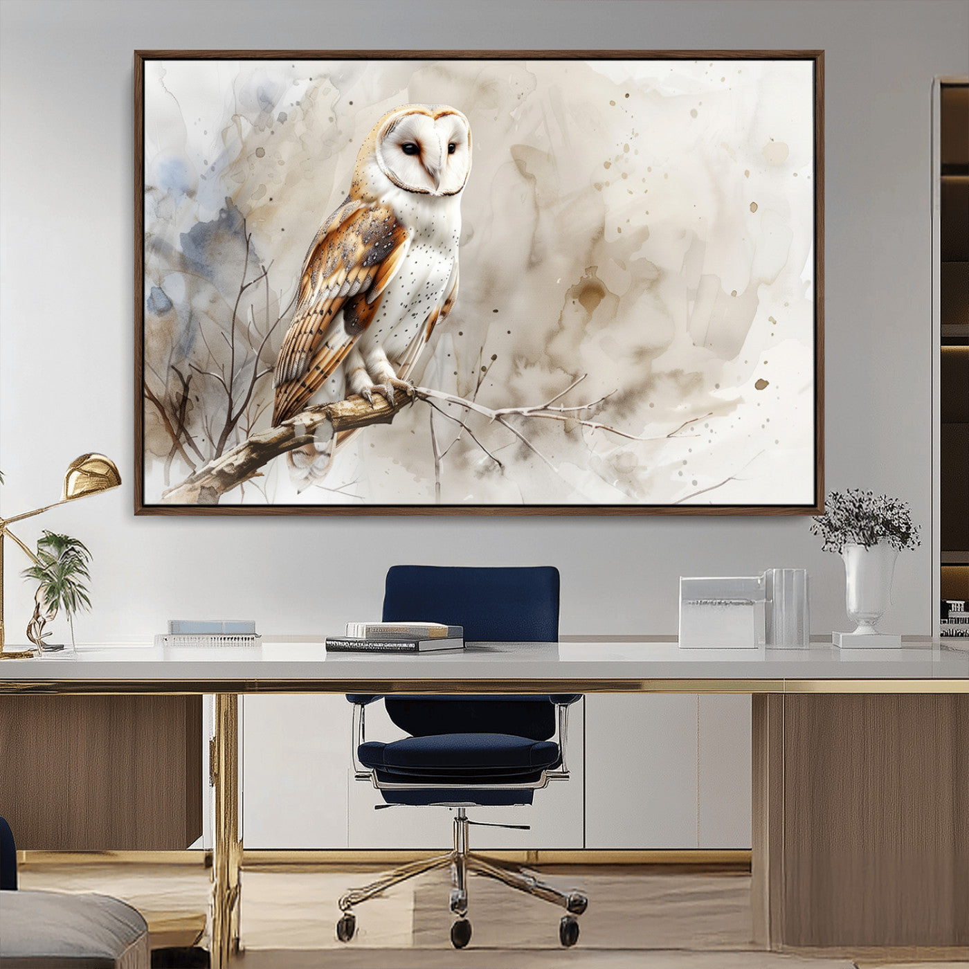 MGV-FC-36X24 - Barn Owl Wall Art | Watercolor Canvas Print | Perfect for Farmhouse Wall Decor | Ready to Hang