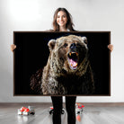 17625-MGV-CV-36X24-Grizzly Bear Canvas Print | Wildlife Wall Art for Cabin Decor | Ready to Hang Framed