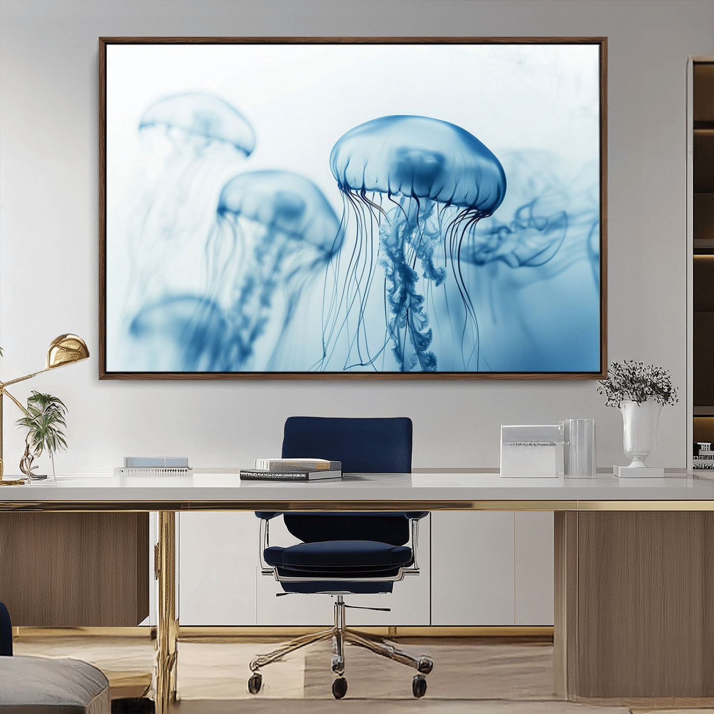 MGV-FC-36X24 - Blue Jellyfish Wall Art Canvas Print