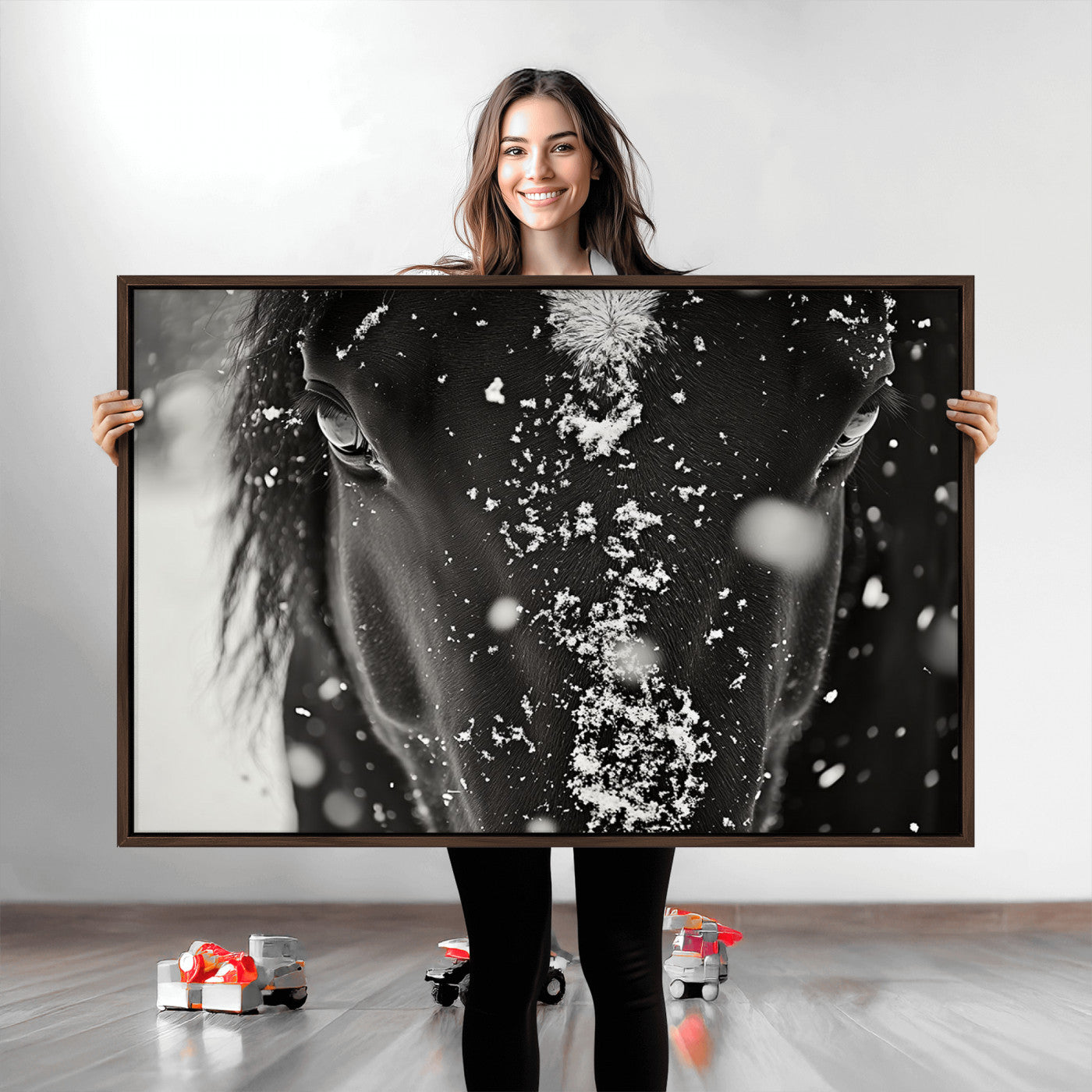 Winter Horse Snow Wall Art Canvas Print