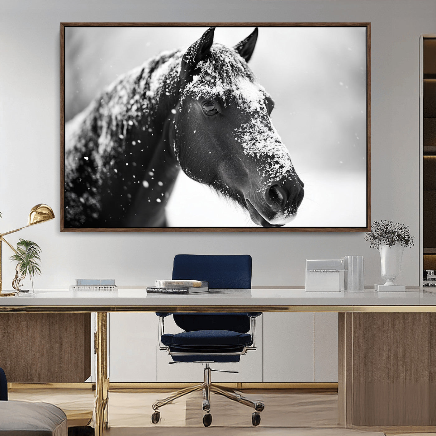 MGV-FC-36X24 - Horse Canvas Print - Winter Horse Snow Wall Art Canvas Print