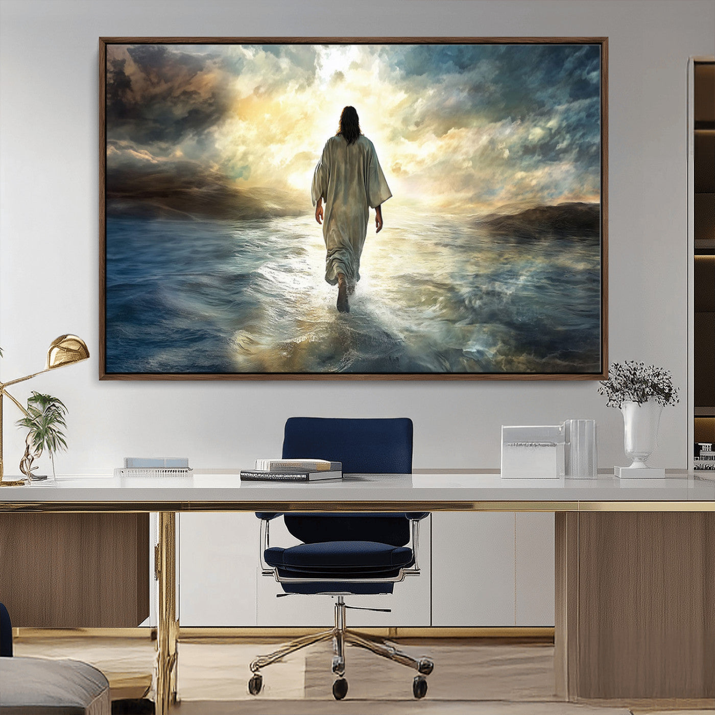 MGV-FC-36X24 - Jesus Walking on Water Wall Art | Canvas Print | Ready to Hang | Christian Home Decor | Spiritual