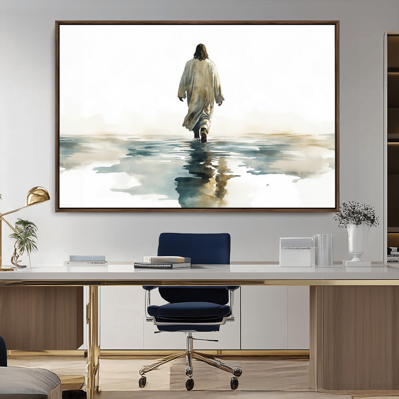MGV-FC-36X24 - Abstract Jesus Wall Art Canvas Print, Christian Wall Art, Jesus Christ Walking