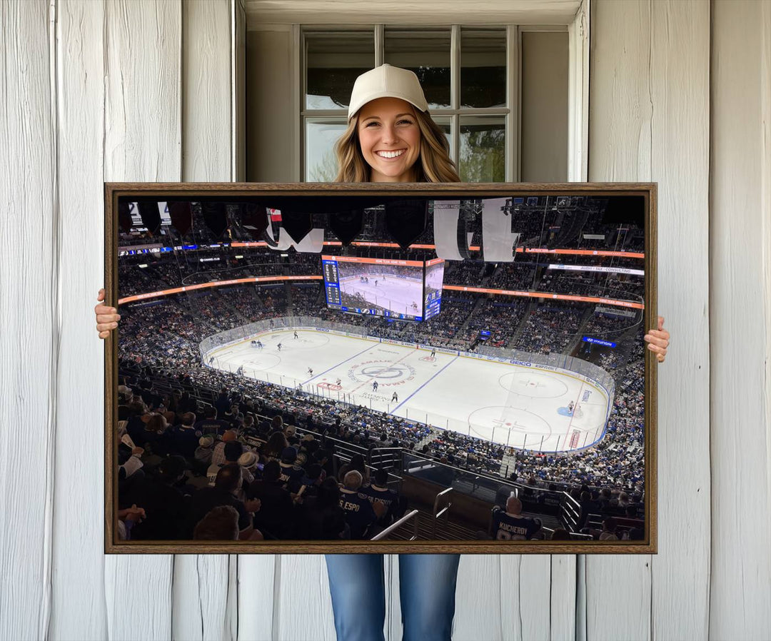 A wall art canvas of Amalie Arena, capturing NHL hockey in Florida.