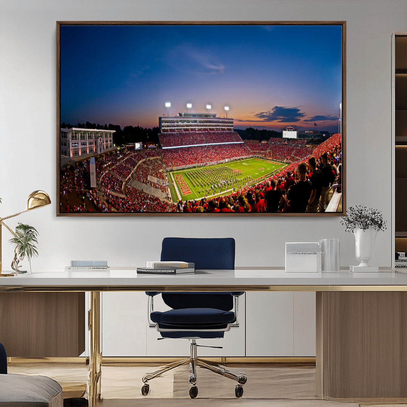 MGV-FC-36X24 - NC State Wolfpack Football Team Print - Raleigh Carter-Finley Stadium Wall Art Canvas Print