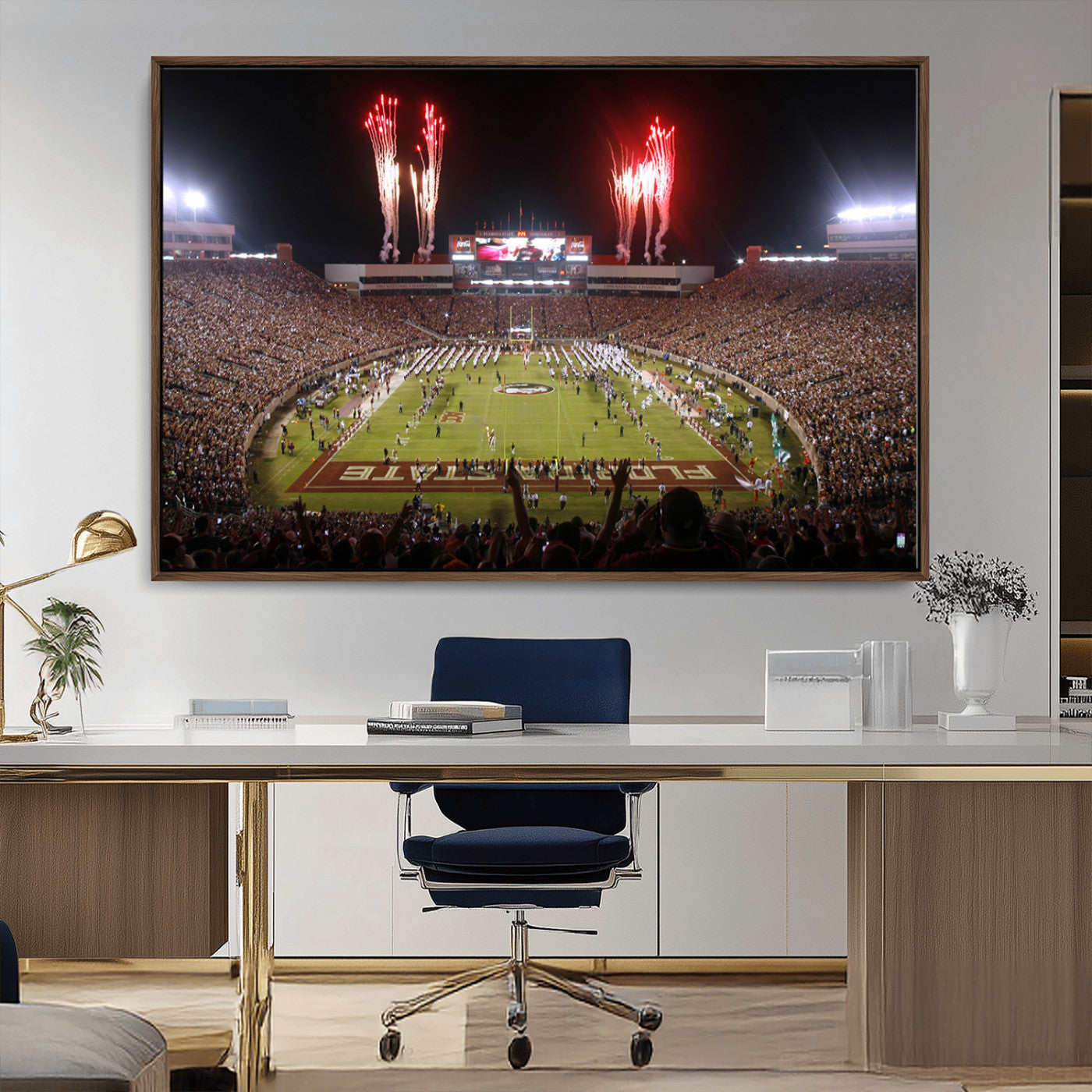 MGV-FC-36X24 - Framed Florida State Seminoles Football Team Print - Tallahassee Doak Campbell Stadium Wall Art