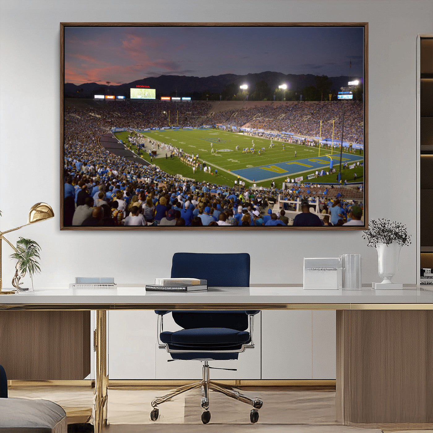 MGV-FC-36X24 - UCLA Bruins Football Team Print - Pasadena Rose Bowl Stadium Wall Art Canvas Print