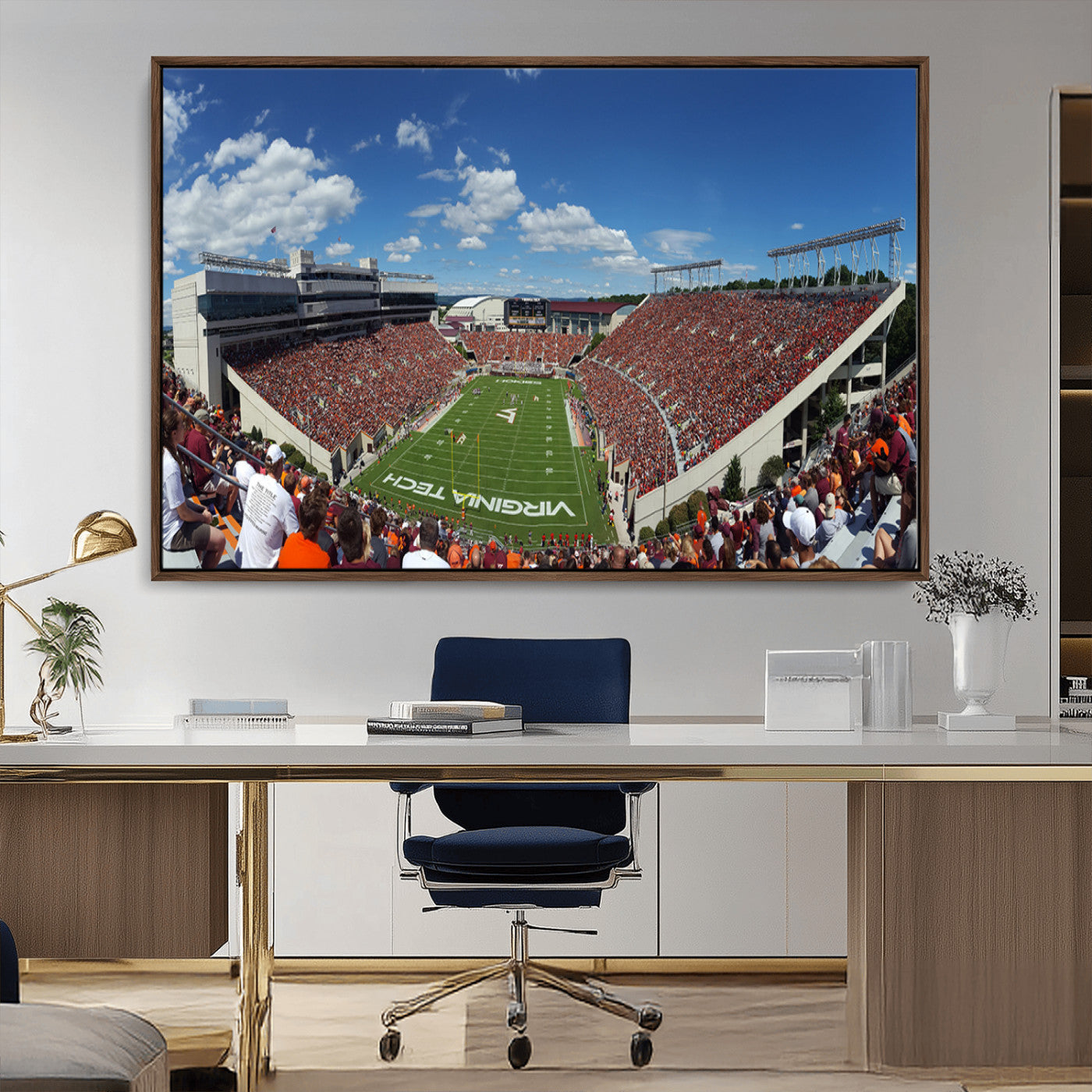 MGV-FC-36X24 - Virginia Tech Hokies Football Team Print - Blacksburg Lane Stadium Wall Art Canvas Print