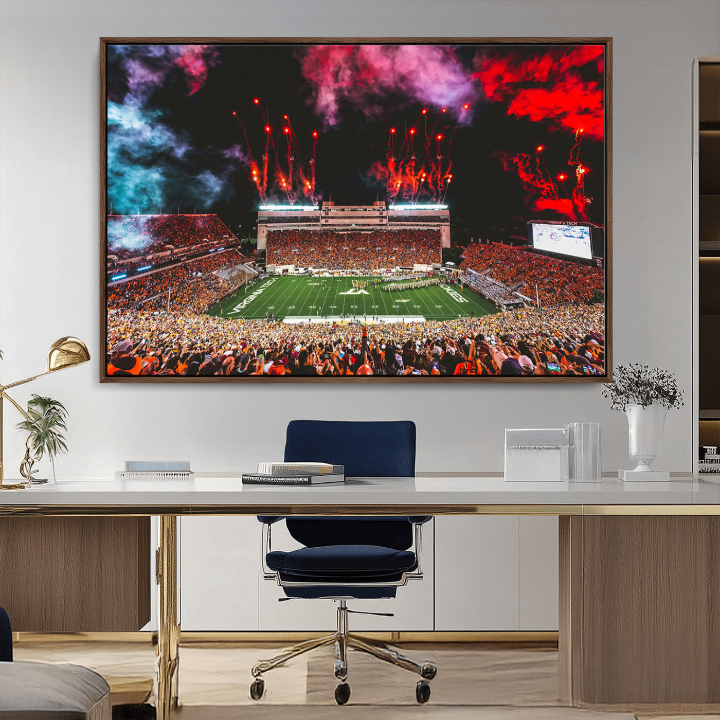 MGV-FC-36X24 - Virginia Tech Hokies Football Team Print - Blacksburg Lane Stadium Wall Art Canvas Print