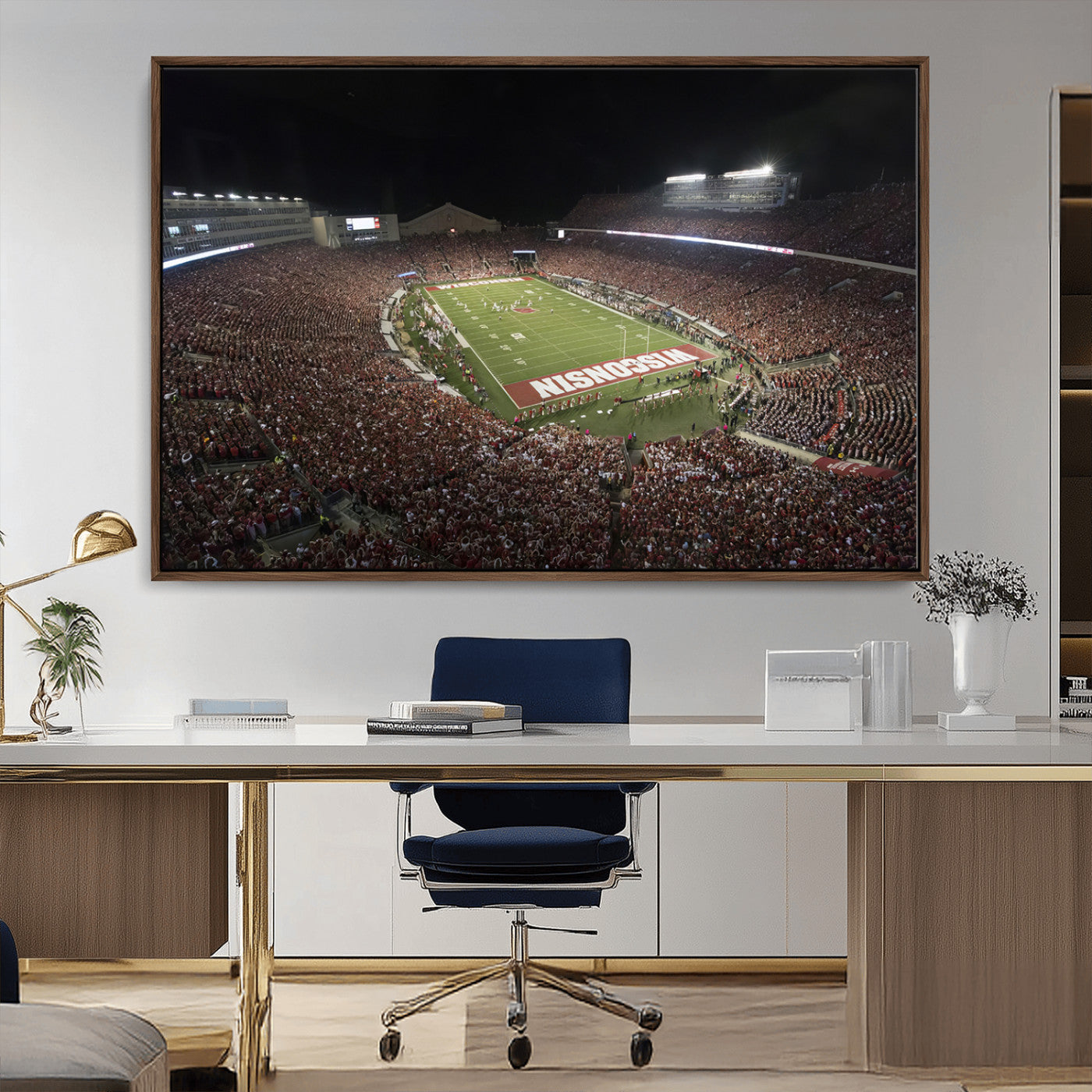MGV-FC-36X24 - Wisconsin Badgers Football Team Print - Madison Camp Randall Stadium Wall Art Canvas Print