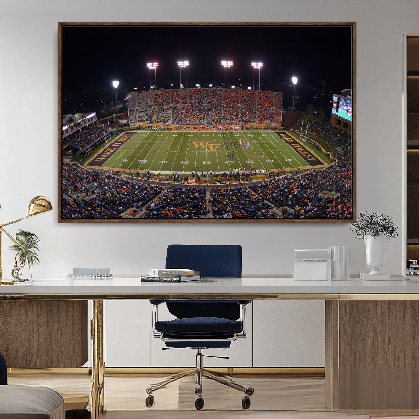 MGV-FC-36X24 - Demon Deacons Print Canvas, Football Team Print - Winston-Salem Allegacy Federal Credit Union