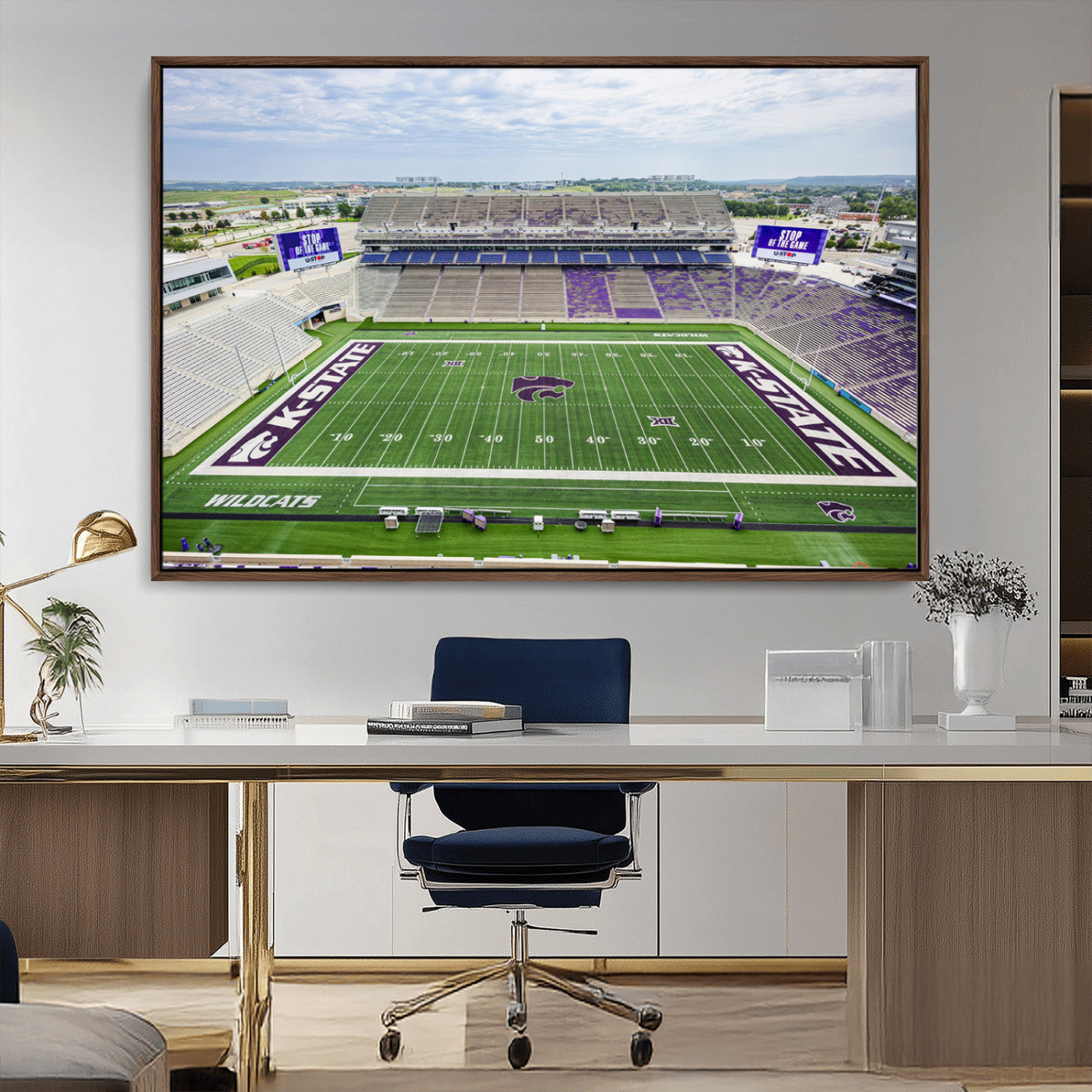 MGV-FC-36X24 - KState Wildcats Football Team Print - Manhattan Bill Snyder Family Football Stadium Wall Art Canvas