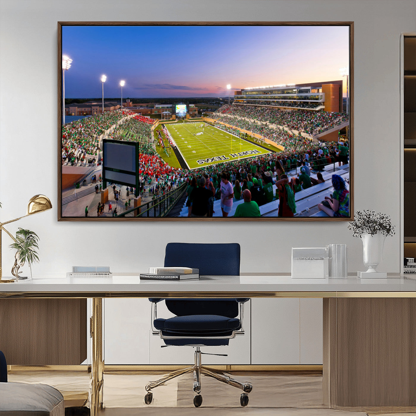 MGV-FC-36X24 - University of North Texas Mean Green Football Team Print - Denton DATCU Stadium Wall Art Canvas