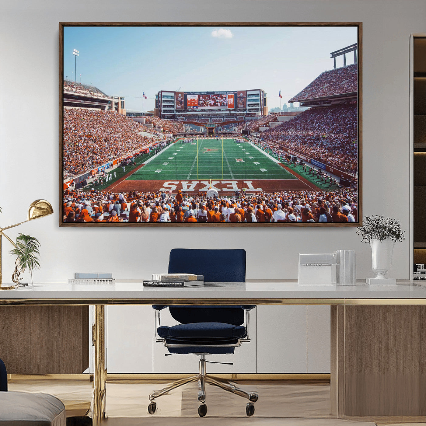 MGV-FC-36X24 - Framed Texas Memorial Stadium Canvas, University of Texas Longhorns Football Team Print - Austin