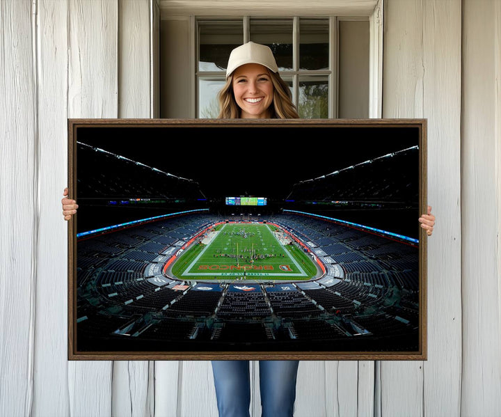 Museum-quality canvas print of Denver Broncos Empower Field at Mile High Stadium.