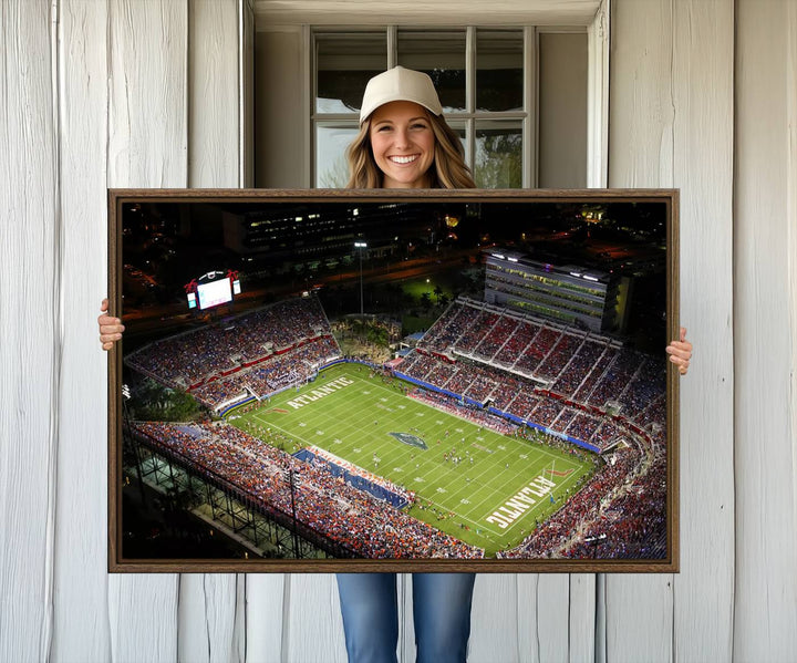 Aerial view of Florida Atlantic University Owls football stadium as a gallery-quality wall art canvas print.