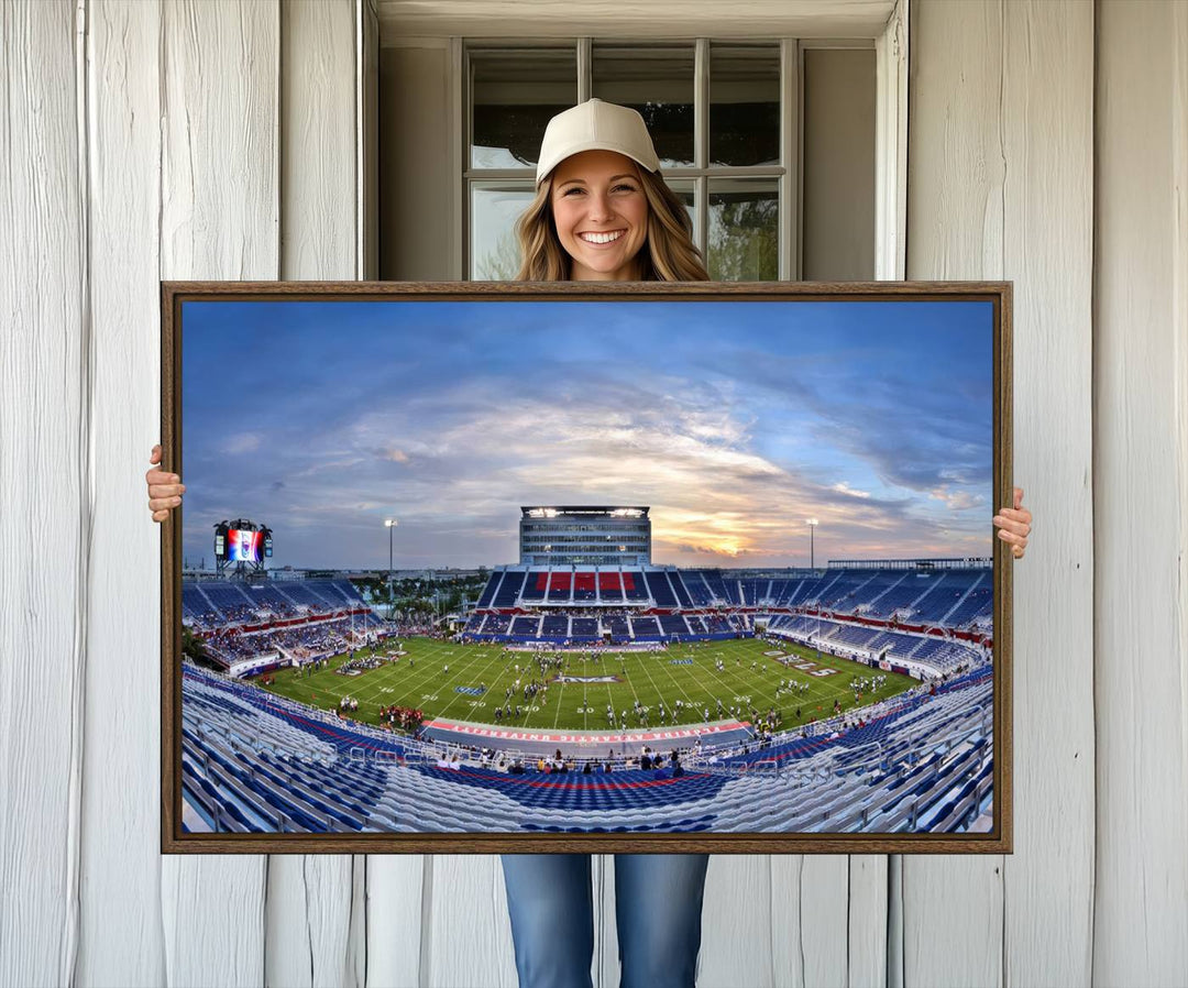 Florida Atlantic Owls Stadium canvas print with UV coating.