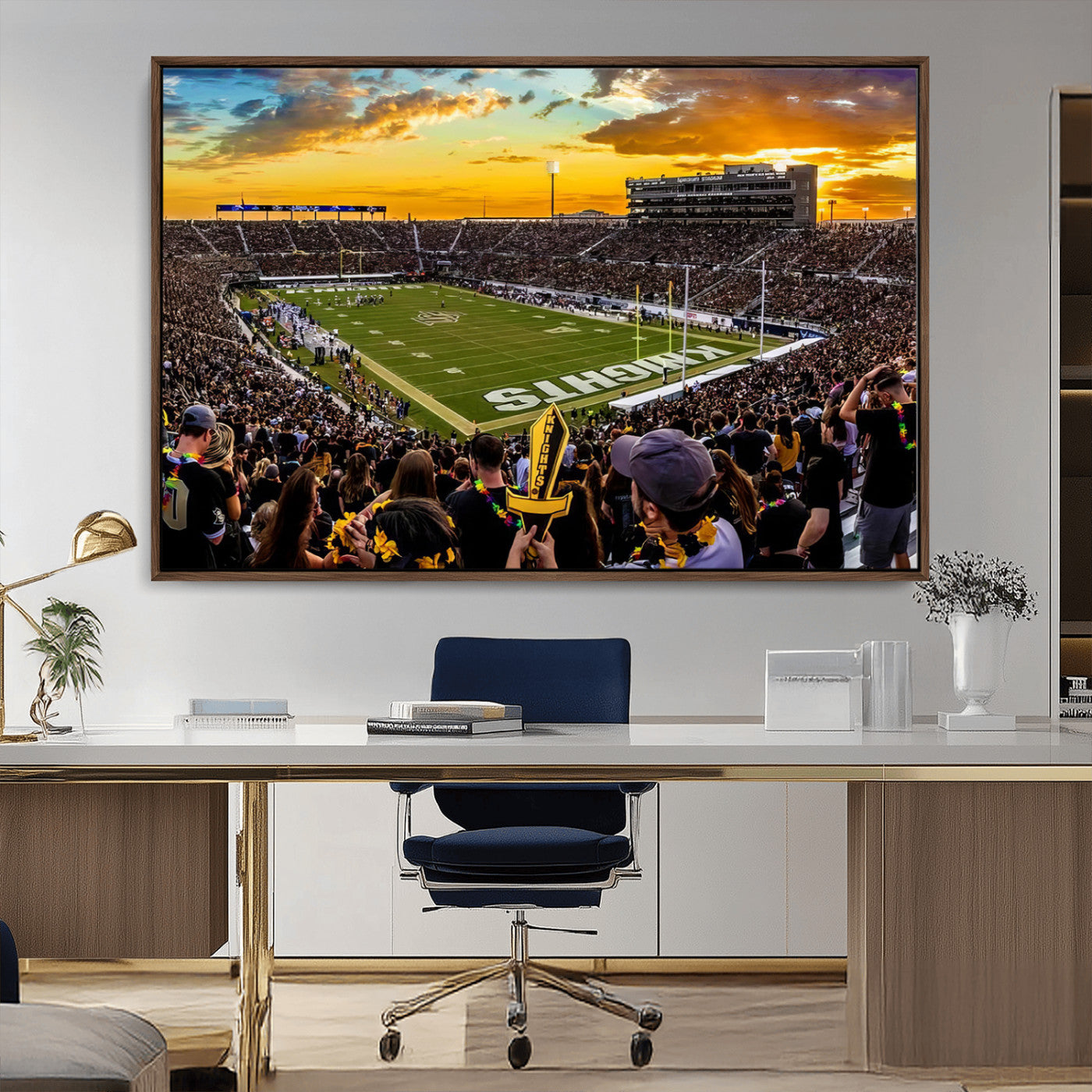 MGV-FC-36X24 - UCF Knights Football Team Print - Orlando FBC Mortgage Stadium, UCF Knights Wall Art Canvas Print